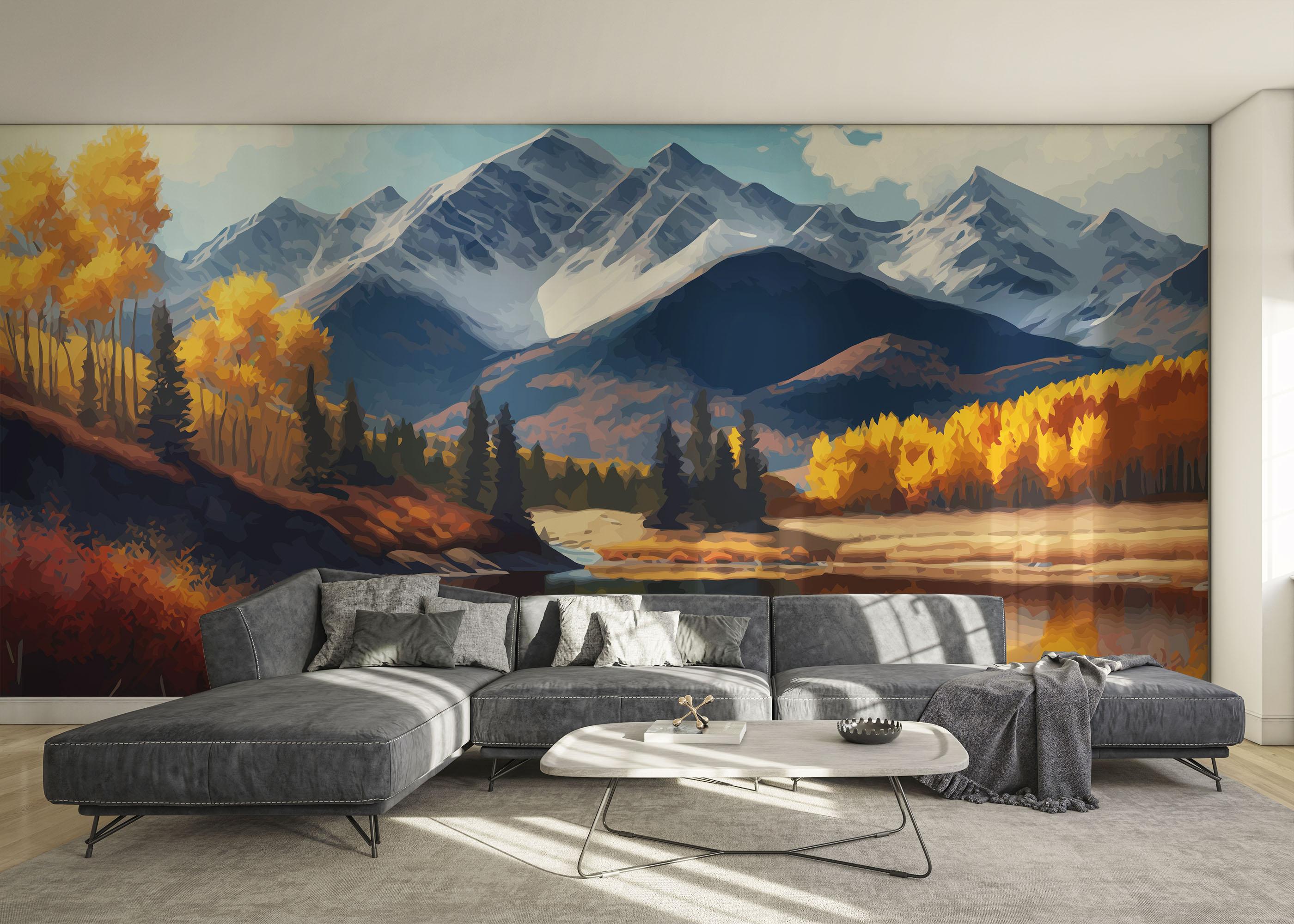 Fototapete Mountain Autumn Tree mockup 0