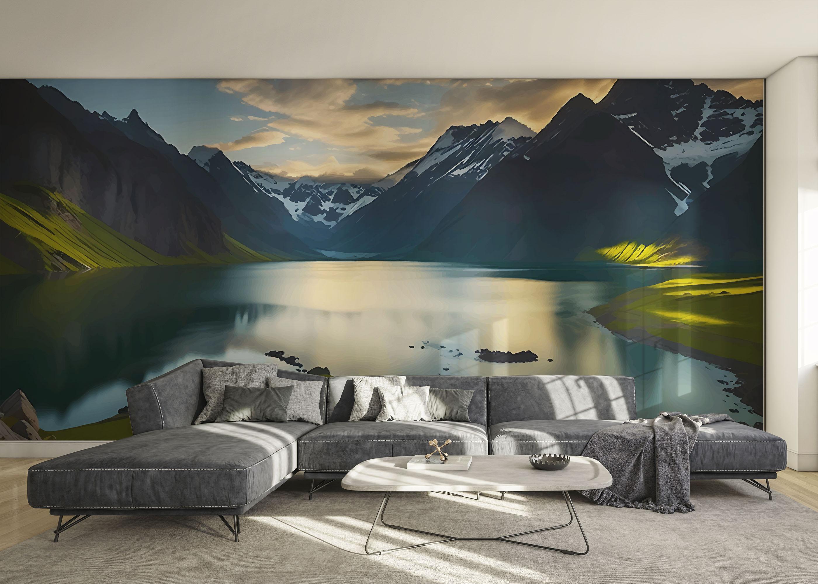 Fototapete Mountain Big Lake mockup 0