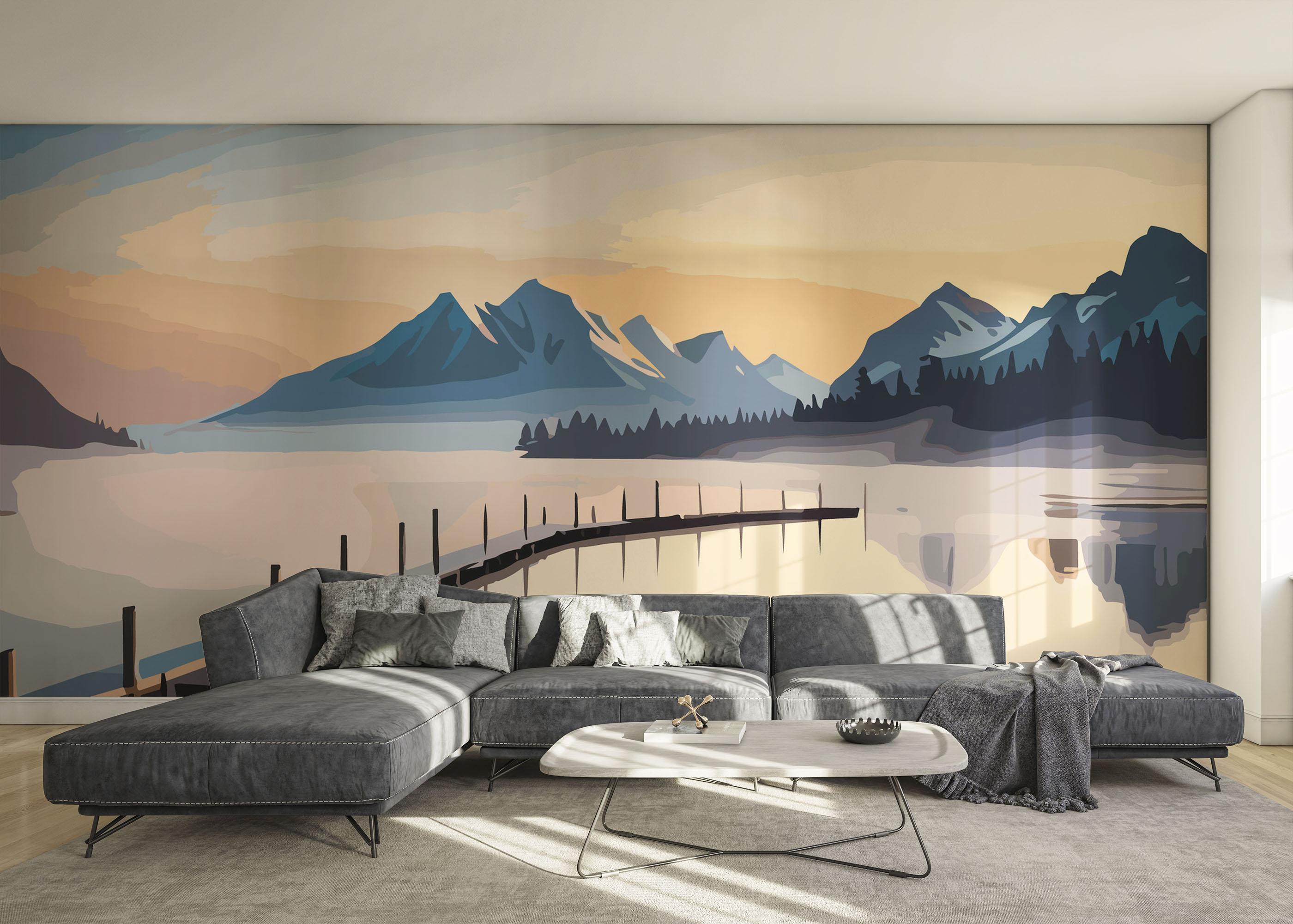 Fototapete Mountain Bridge Art mockup 0