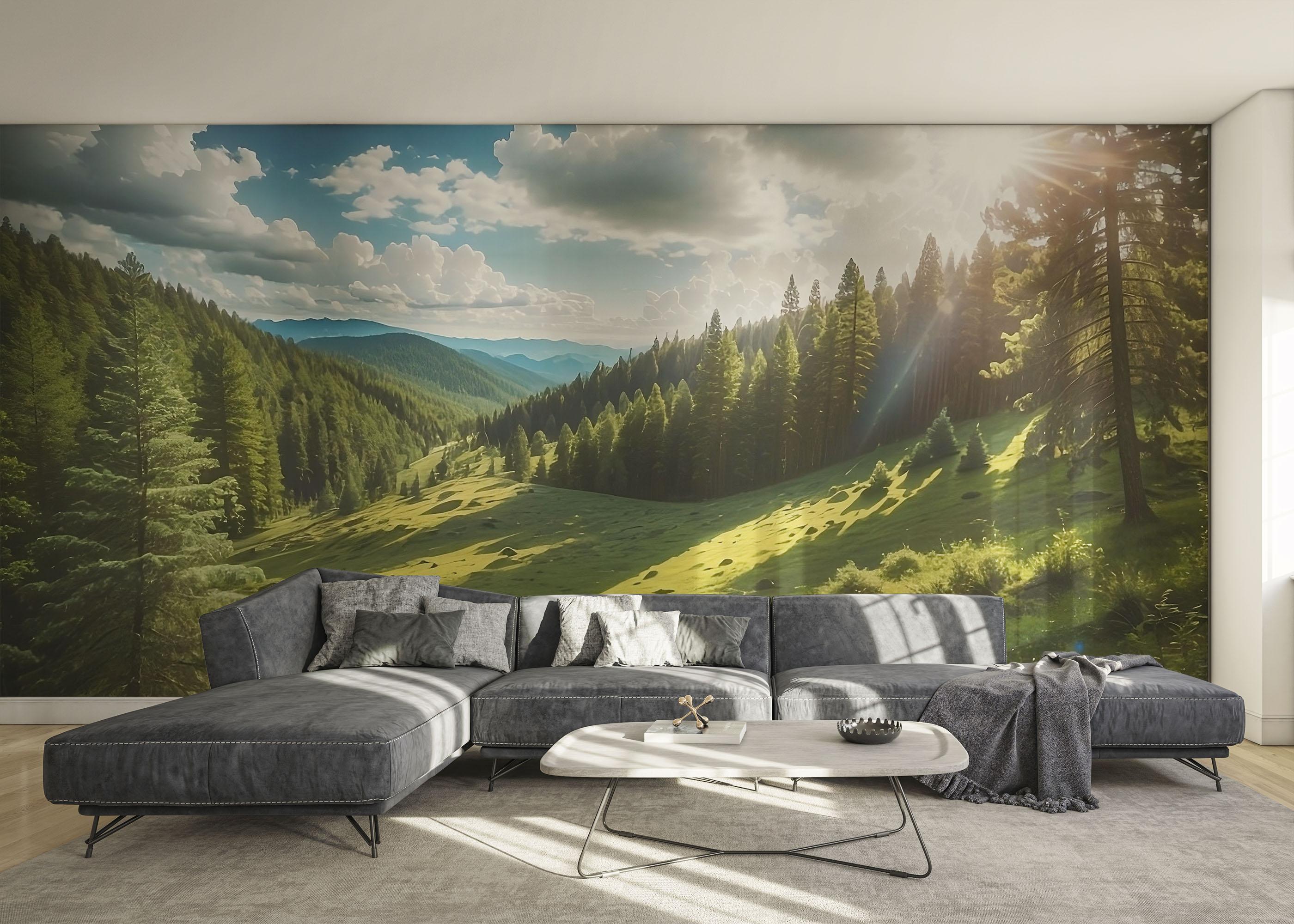 Fototapete Mountain Forest Art mockup 0