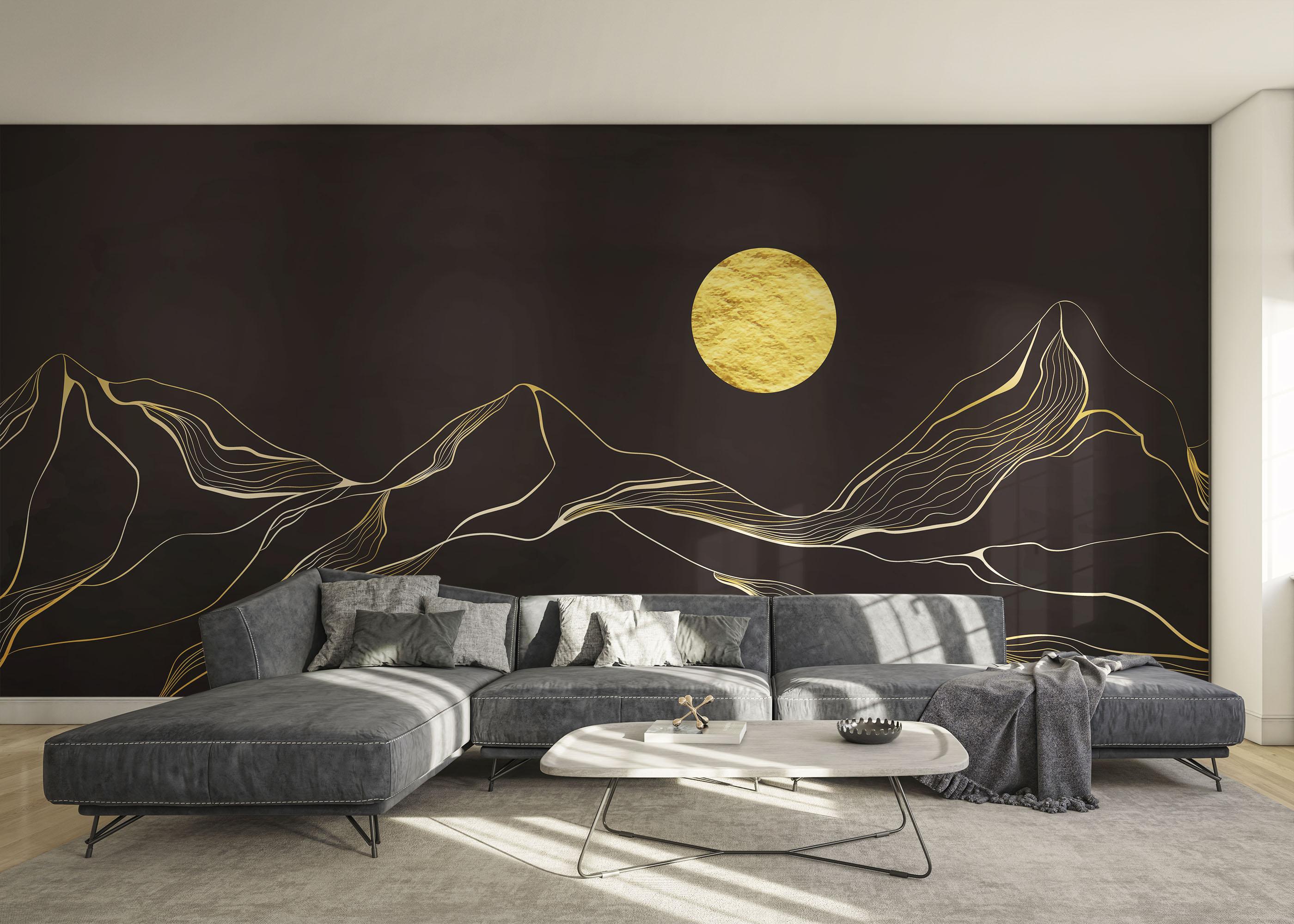 Fototapete Mountain Golden Moon mockup 0