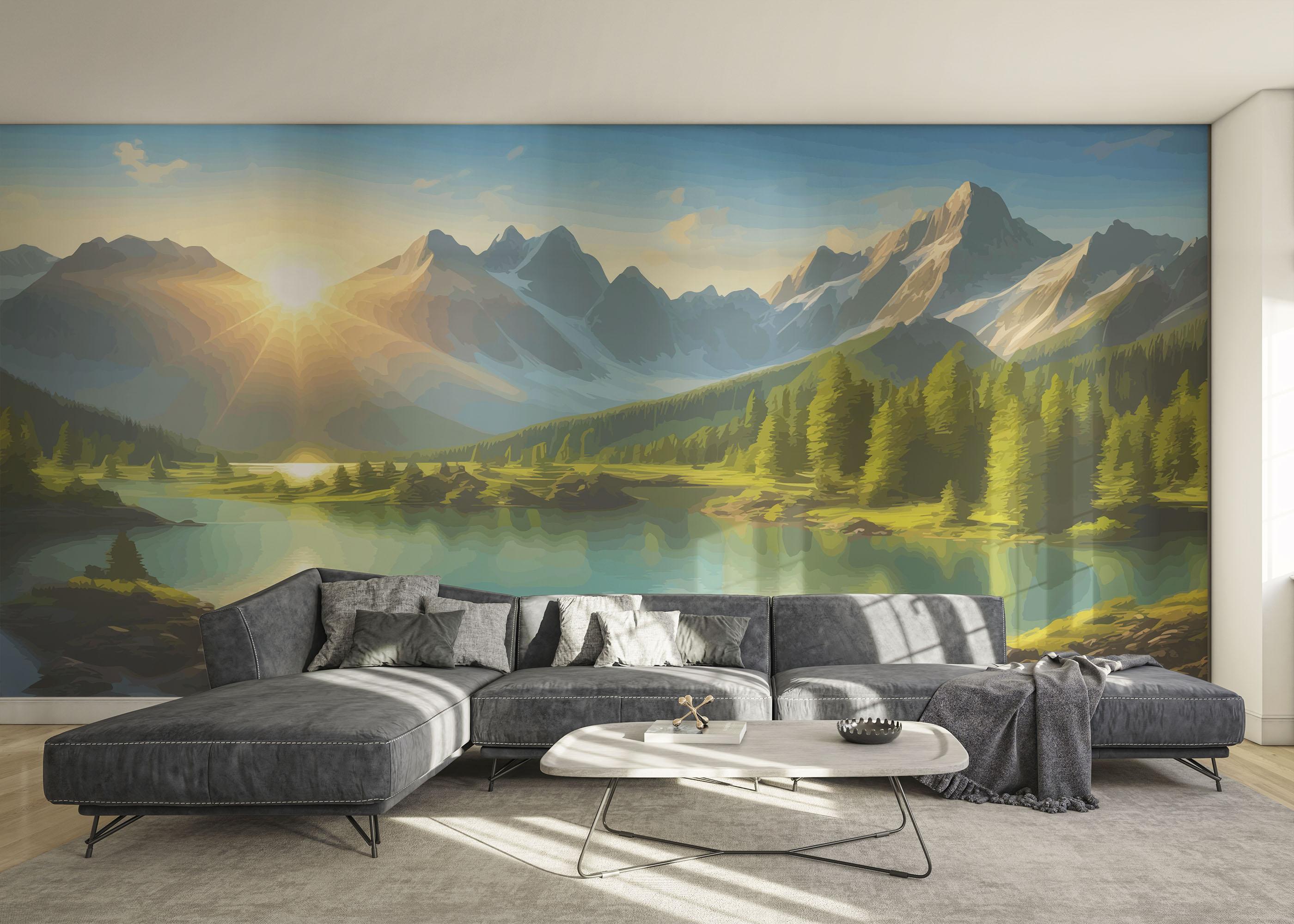 Fototapete Mountain Lake View mockup 0