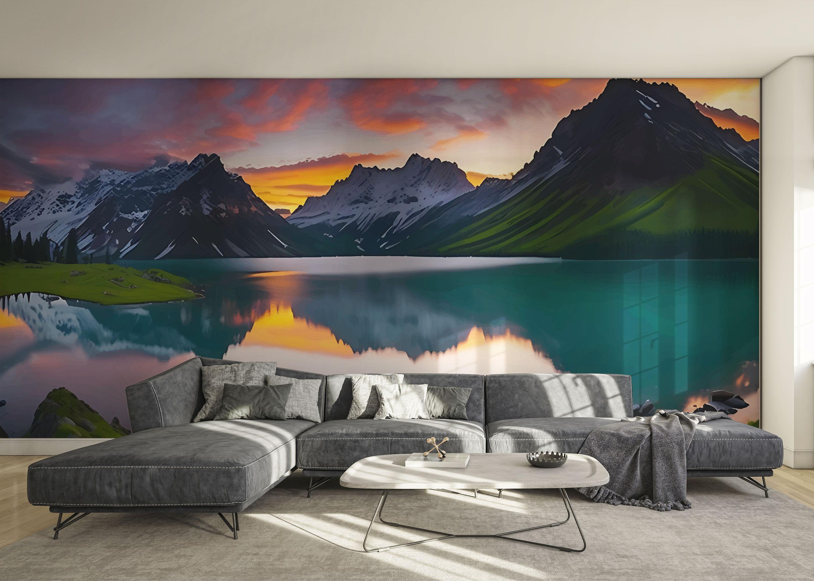 Fototapete Mountain Pink Sky mockup 0