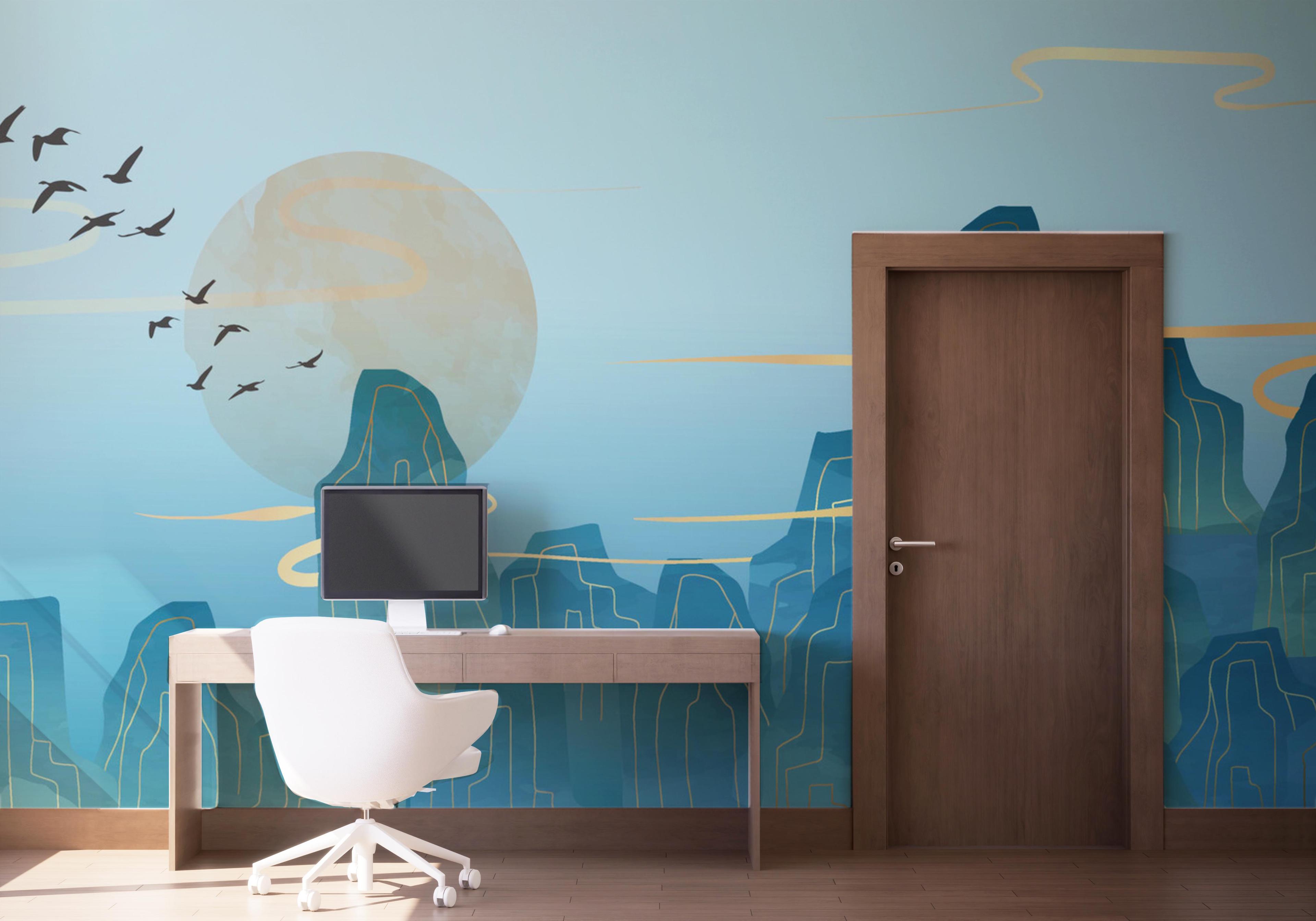 Fototapete Gold Smoke Mountain mockup 1