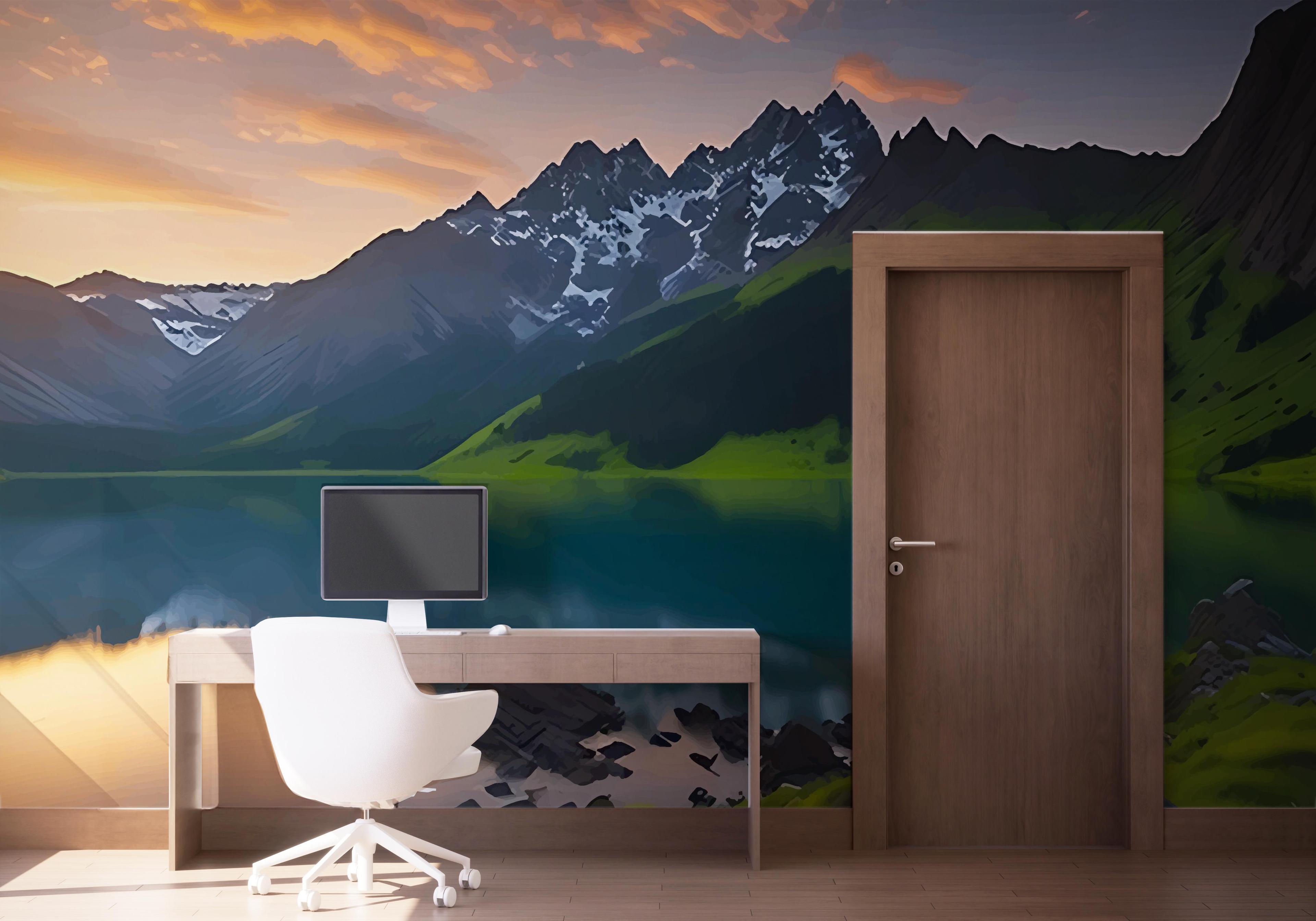 Fototapete Grass Mountain mockup 1