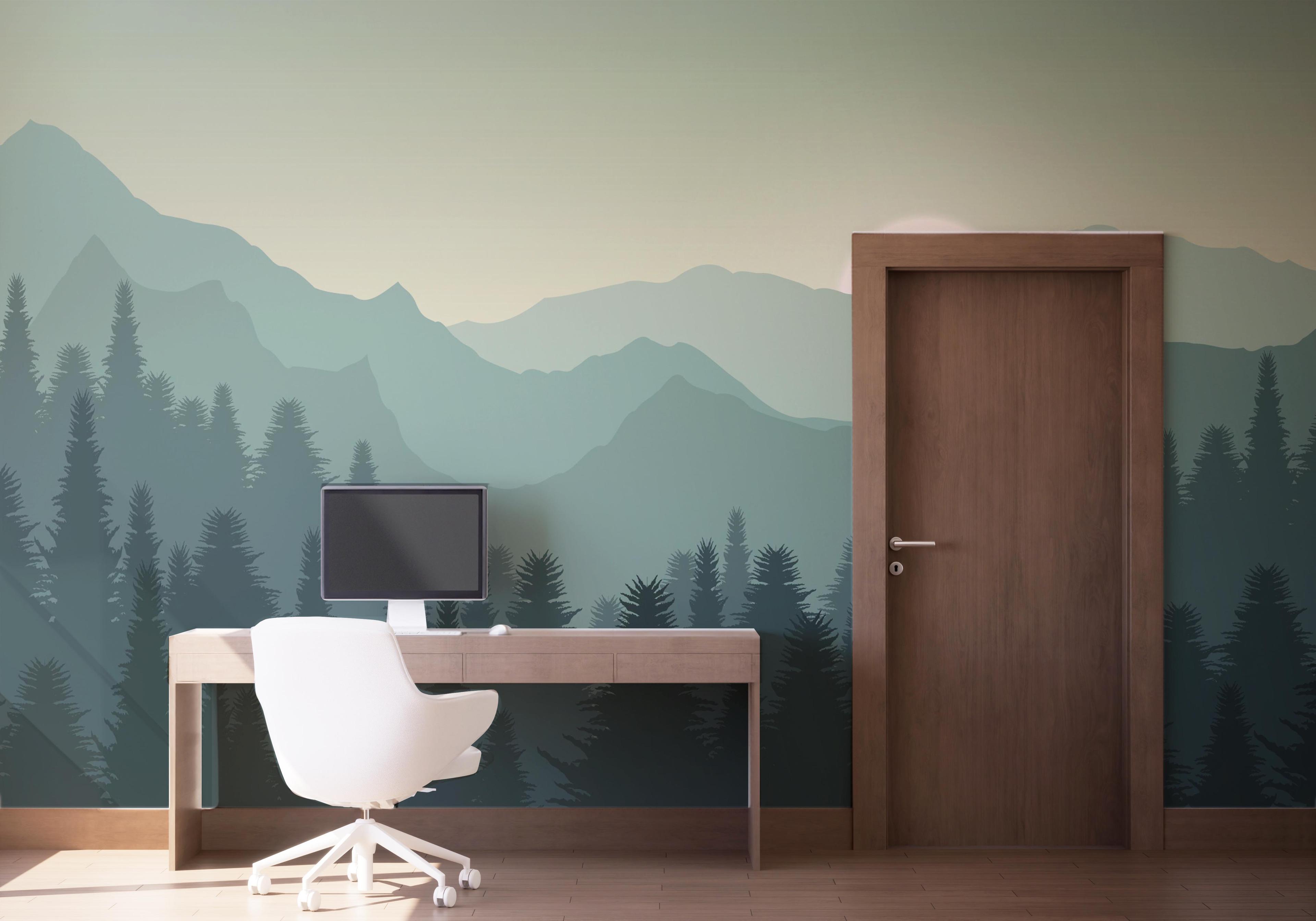 Fototapete Green Mountain Tree mockup 1