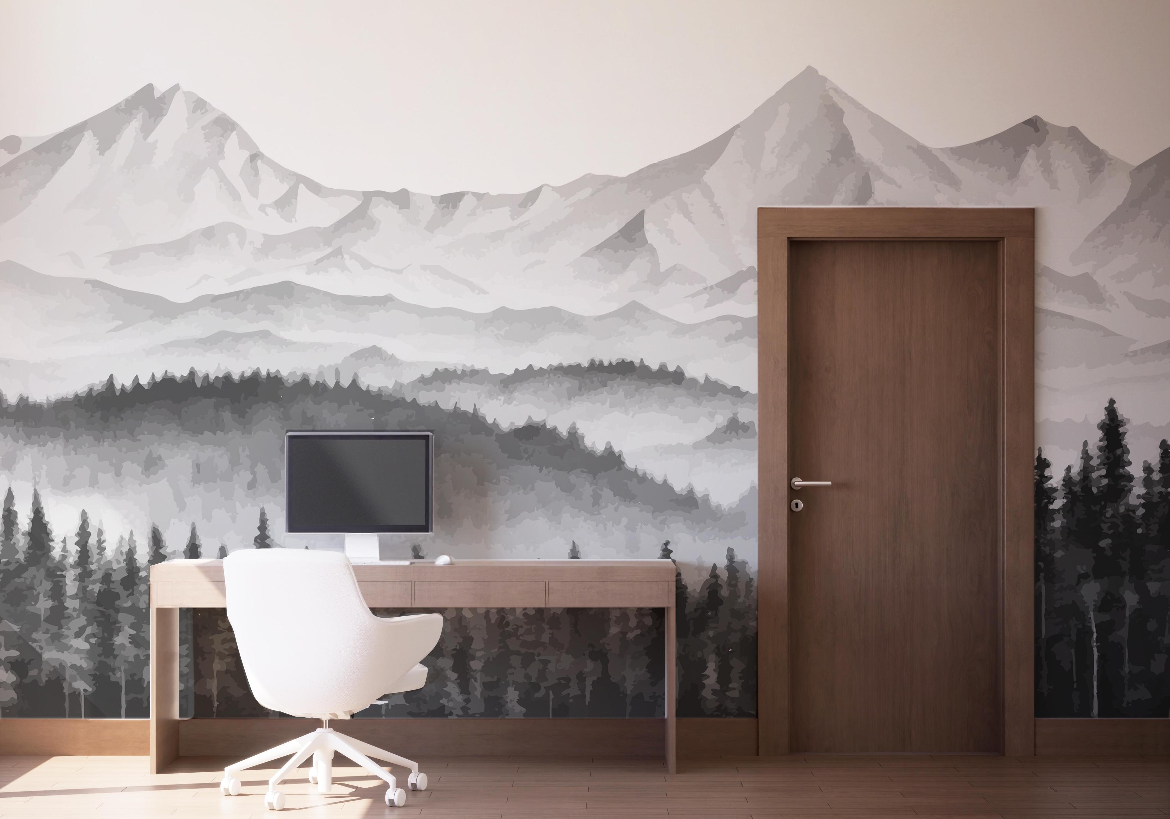 Fototapete Grey Tree Mountain mockup 1