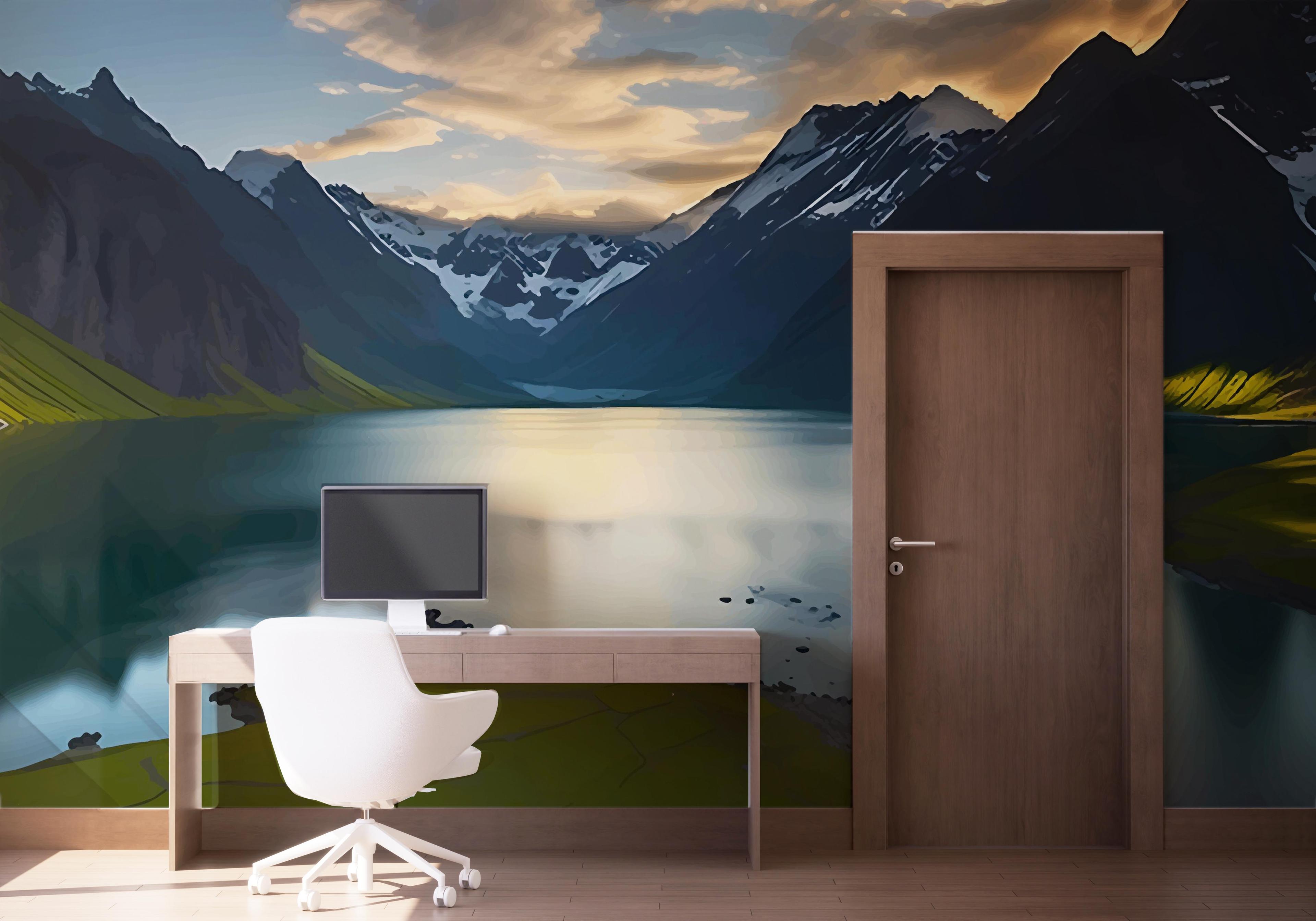 Fototapete Mountain Big Lake mockup 1