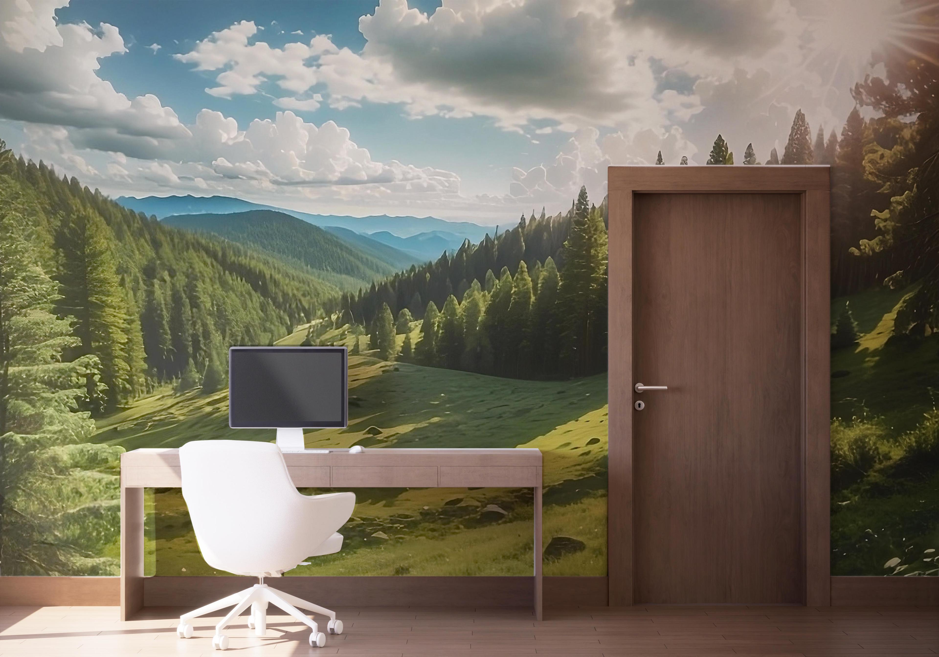 Fototapete Mountain Forest Art mockup 1