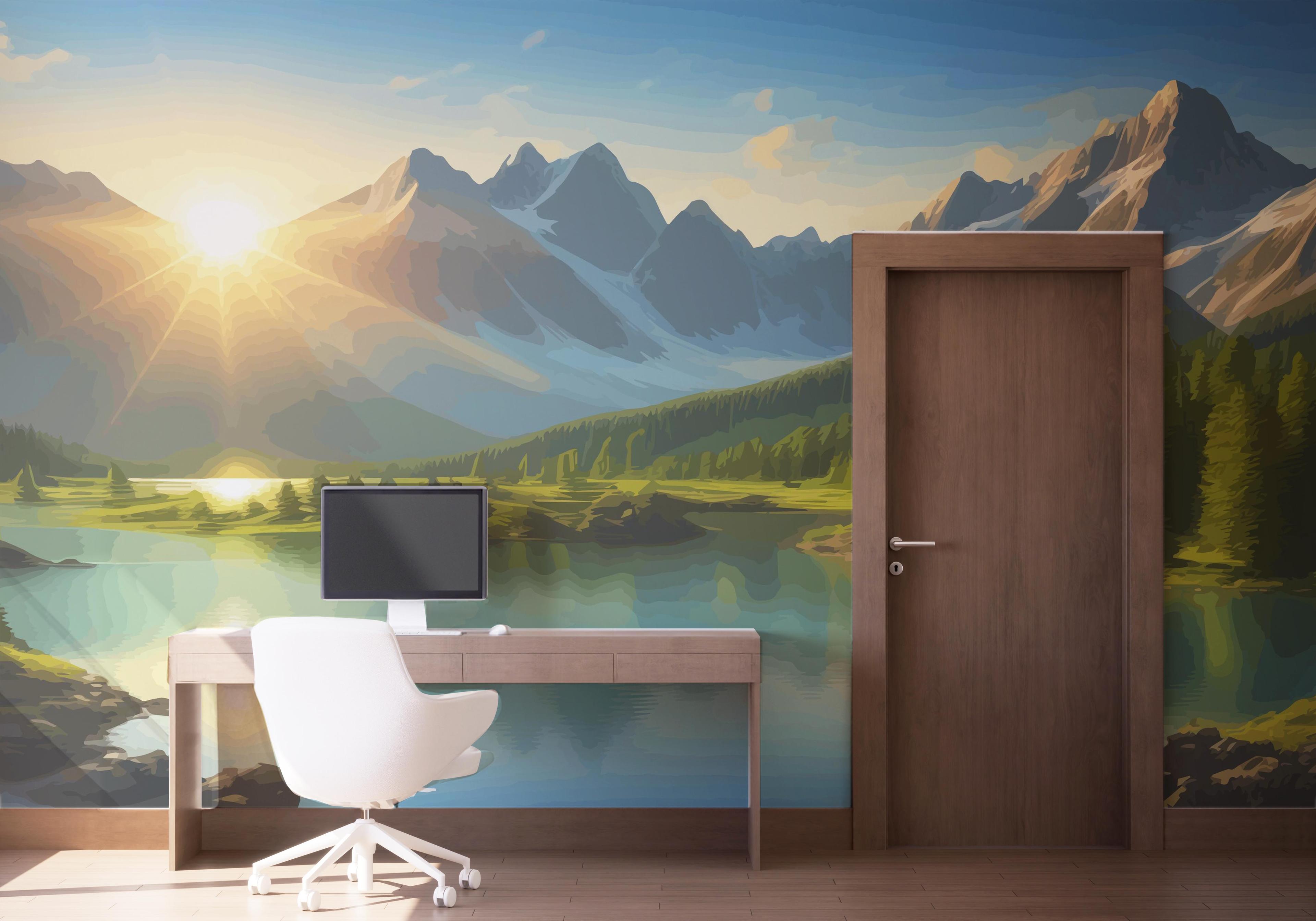 Fototapete Mountain Lake View mockup 1