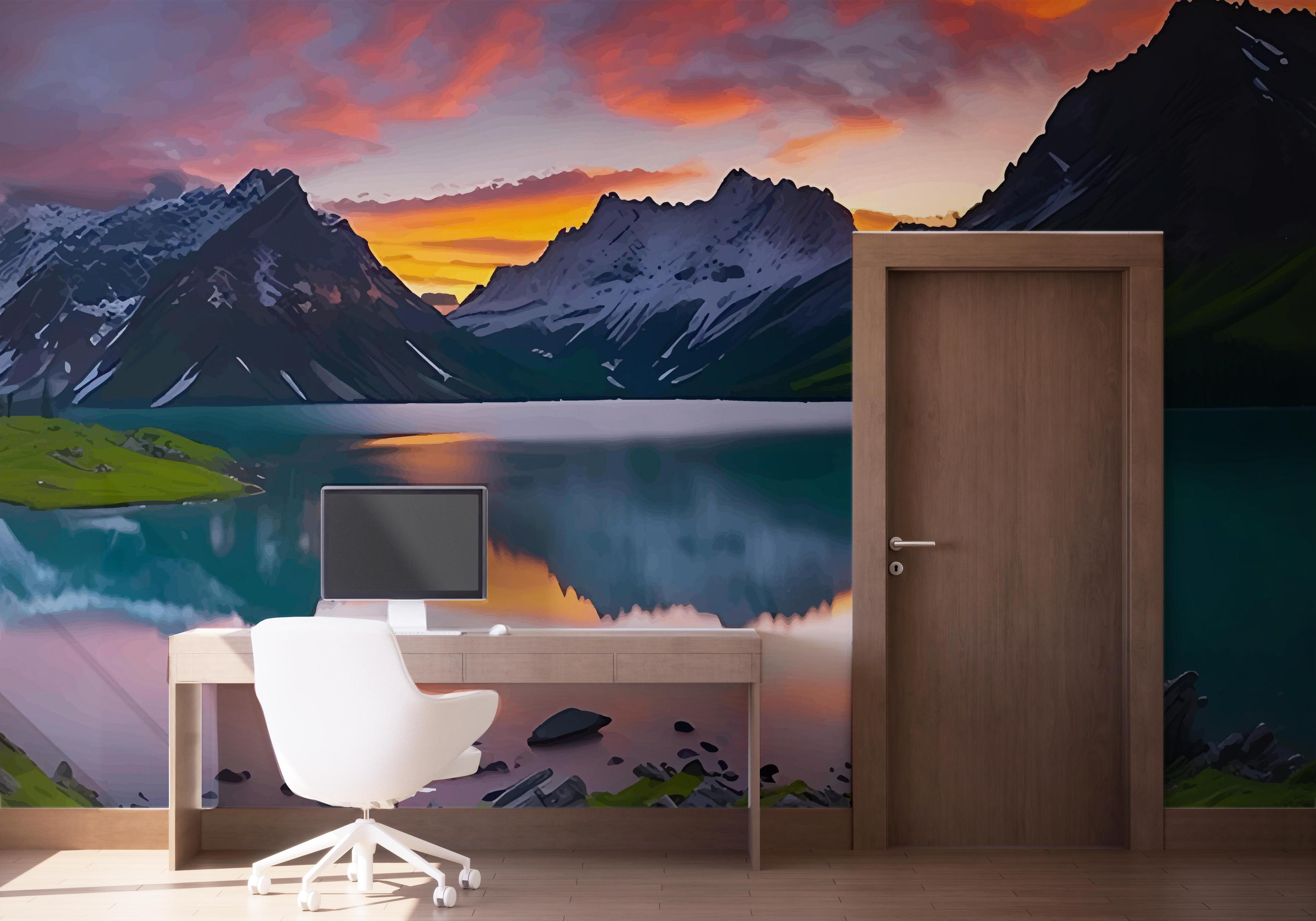 Fototapete Mountain Pink Sky mockup 1