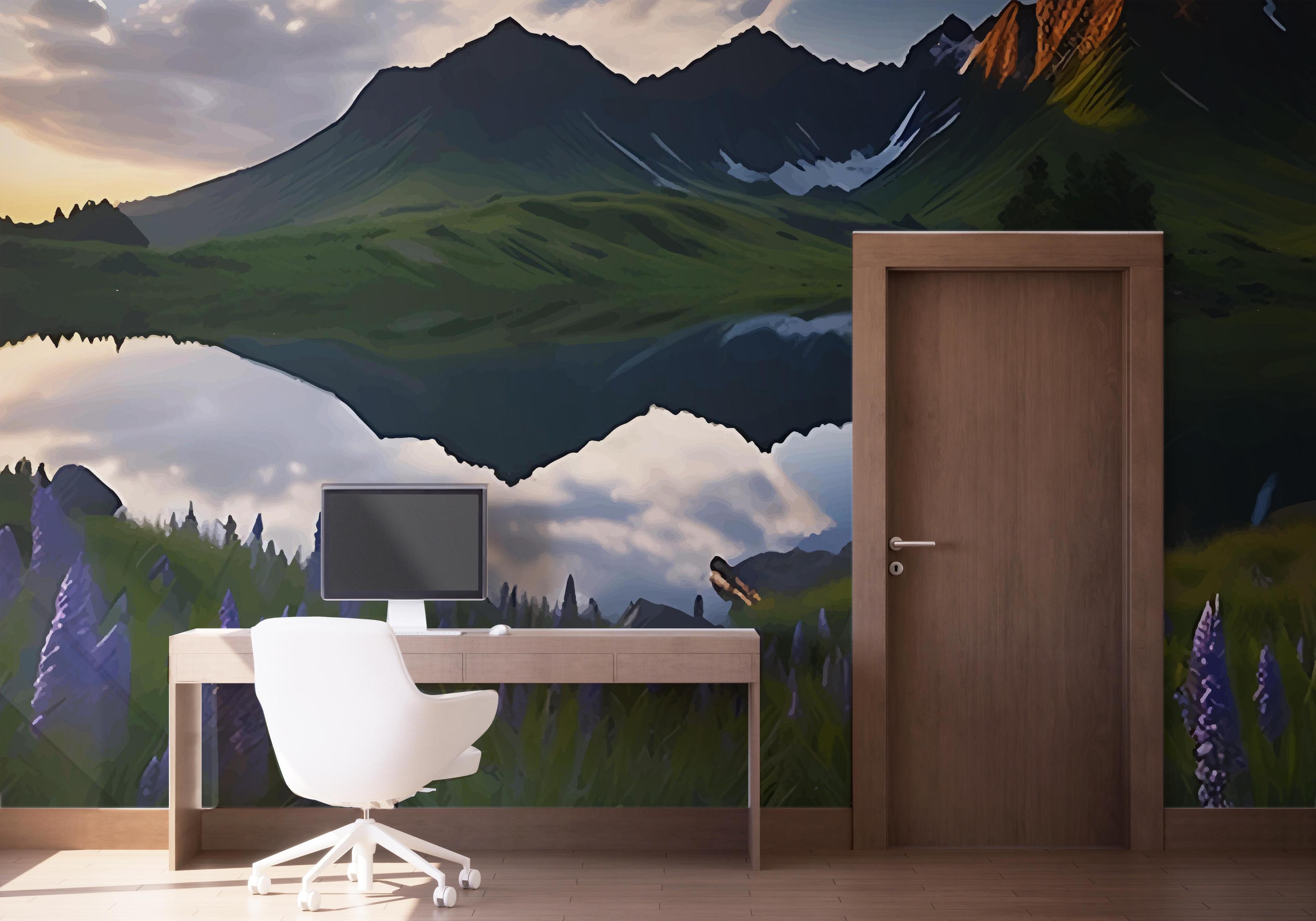 Fototapete Mountain Purple Plant mockup 1