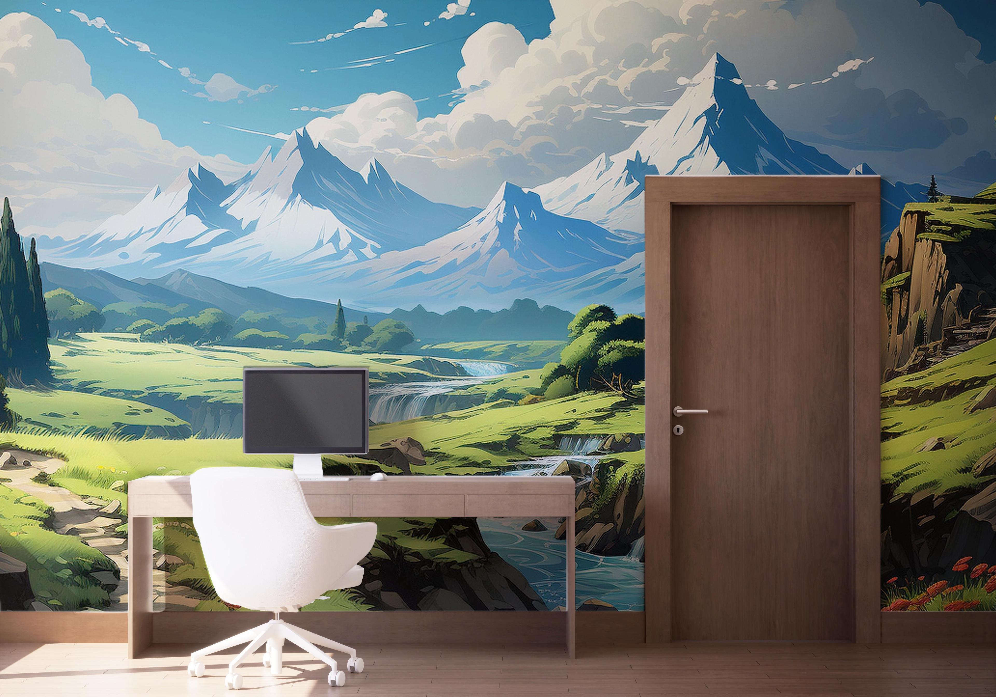 Fototapete Snow Mountain Art mockup 1
