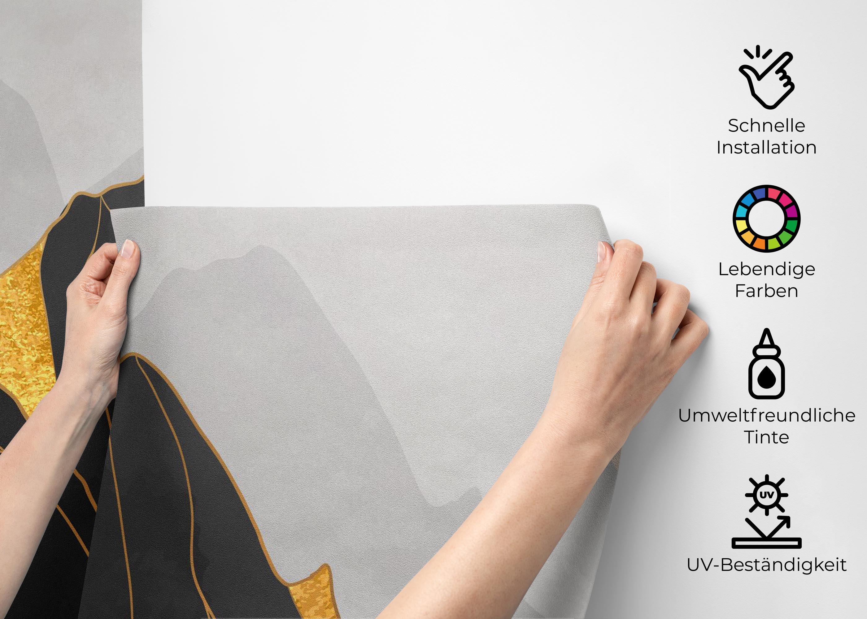 Fototapete Gold Black Mountain mockup 2