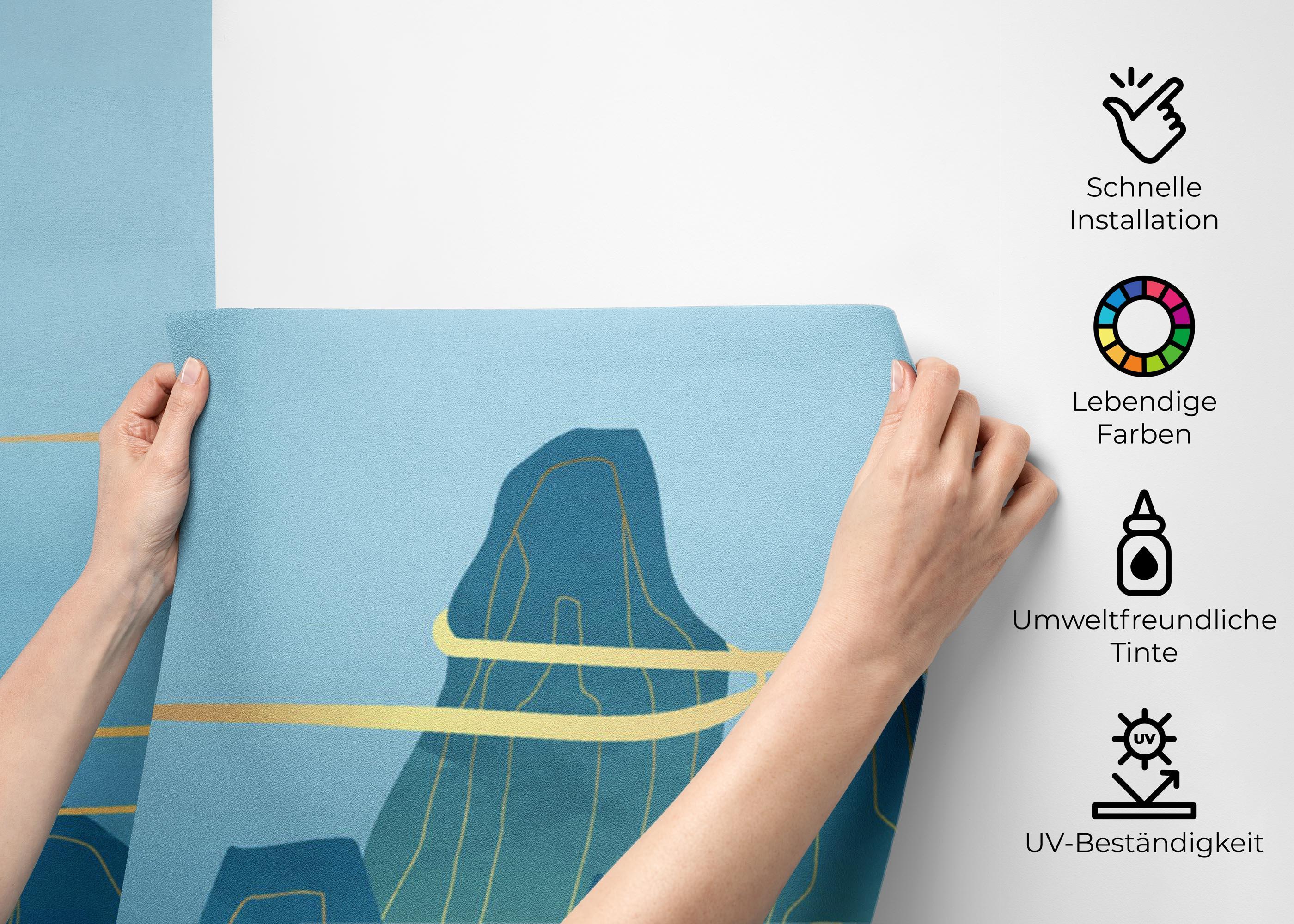 Fototapete Gold Smoke Mountain mockup 2