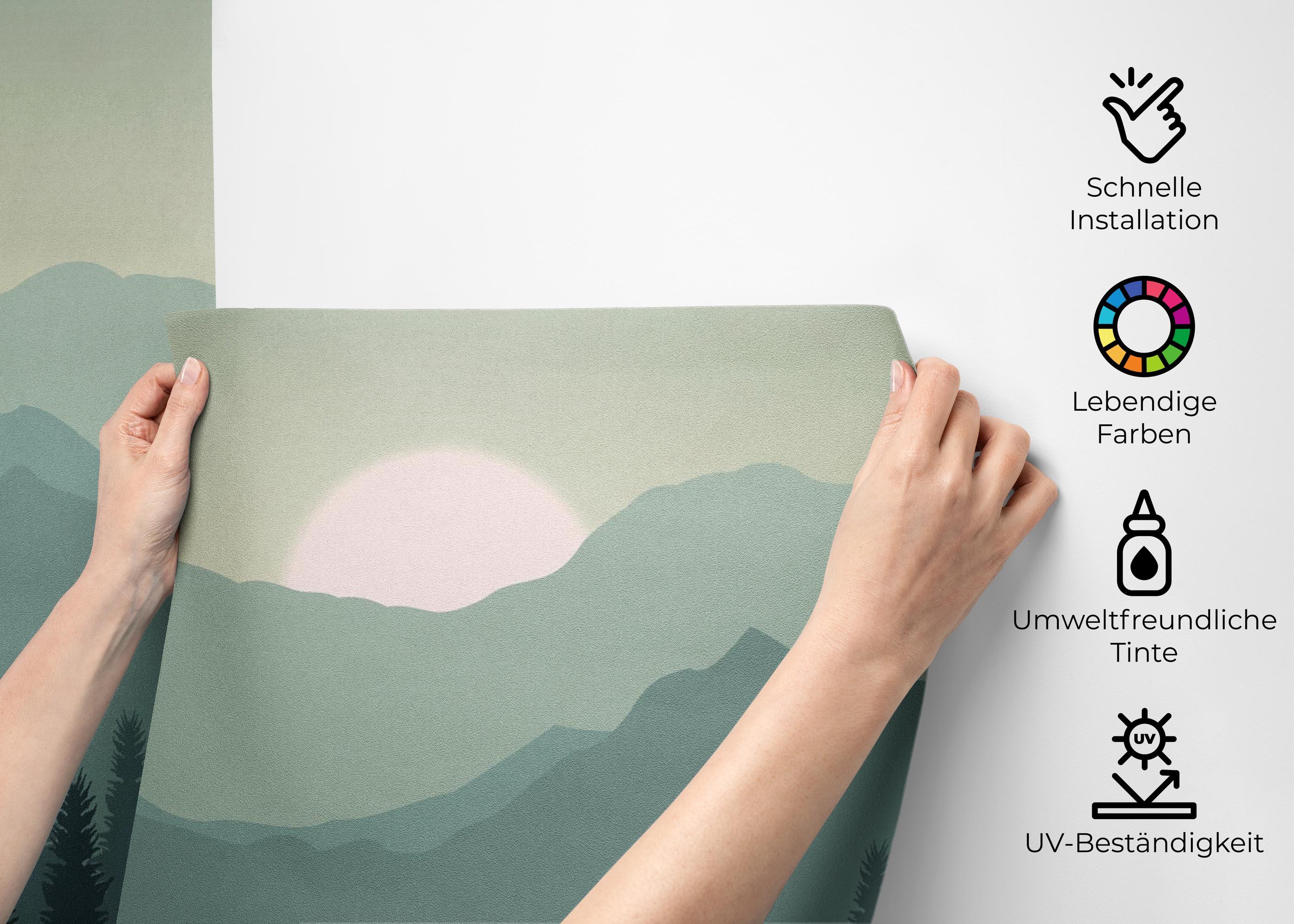 Fototapete Green Mountain Tree mockup 2