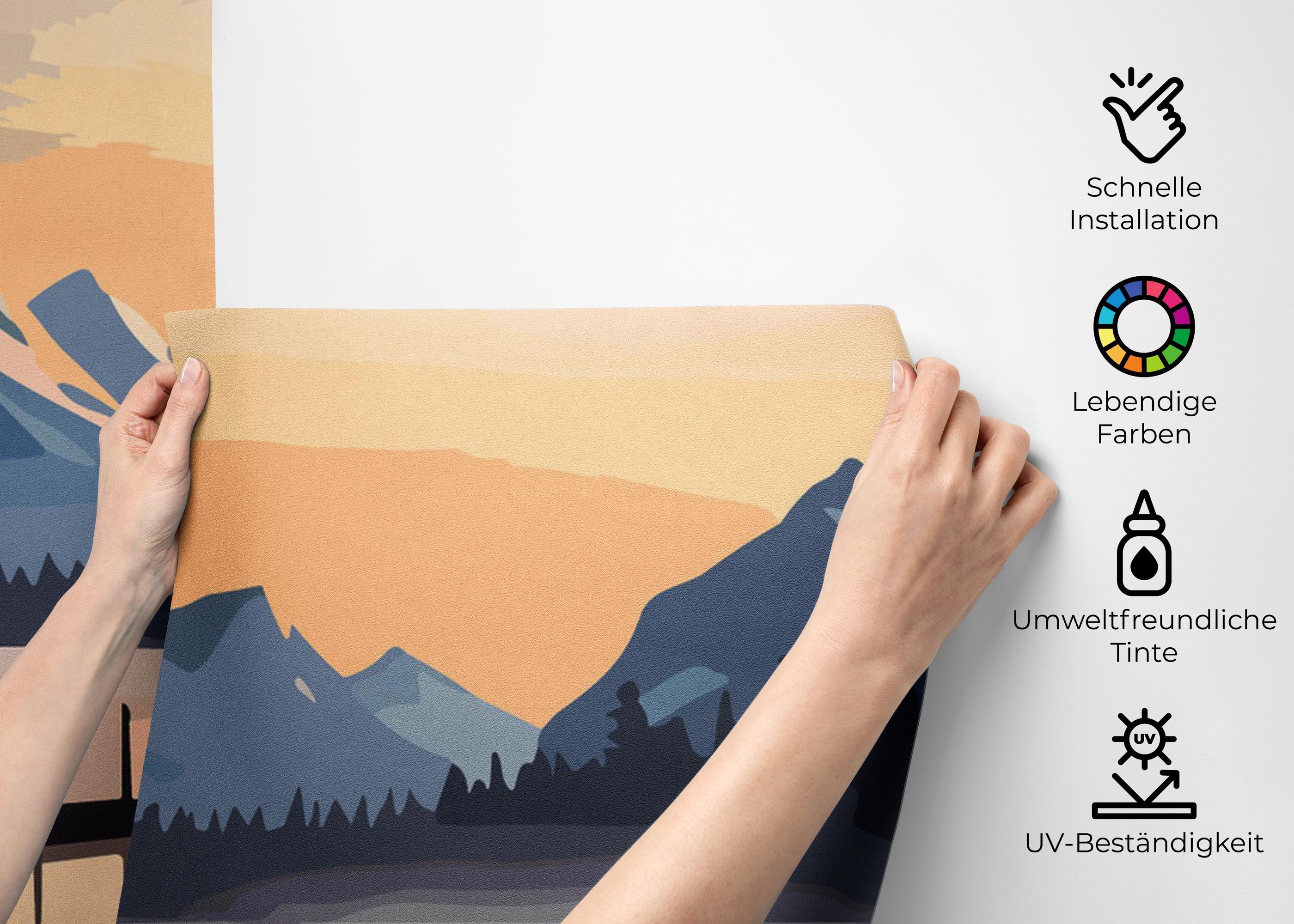 Fototapete Mountain Bridge Art mockup 2