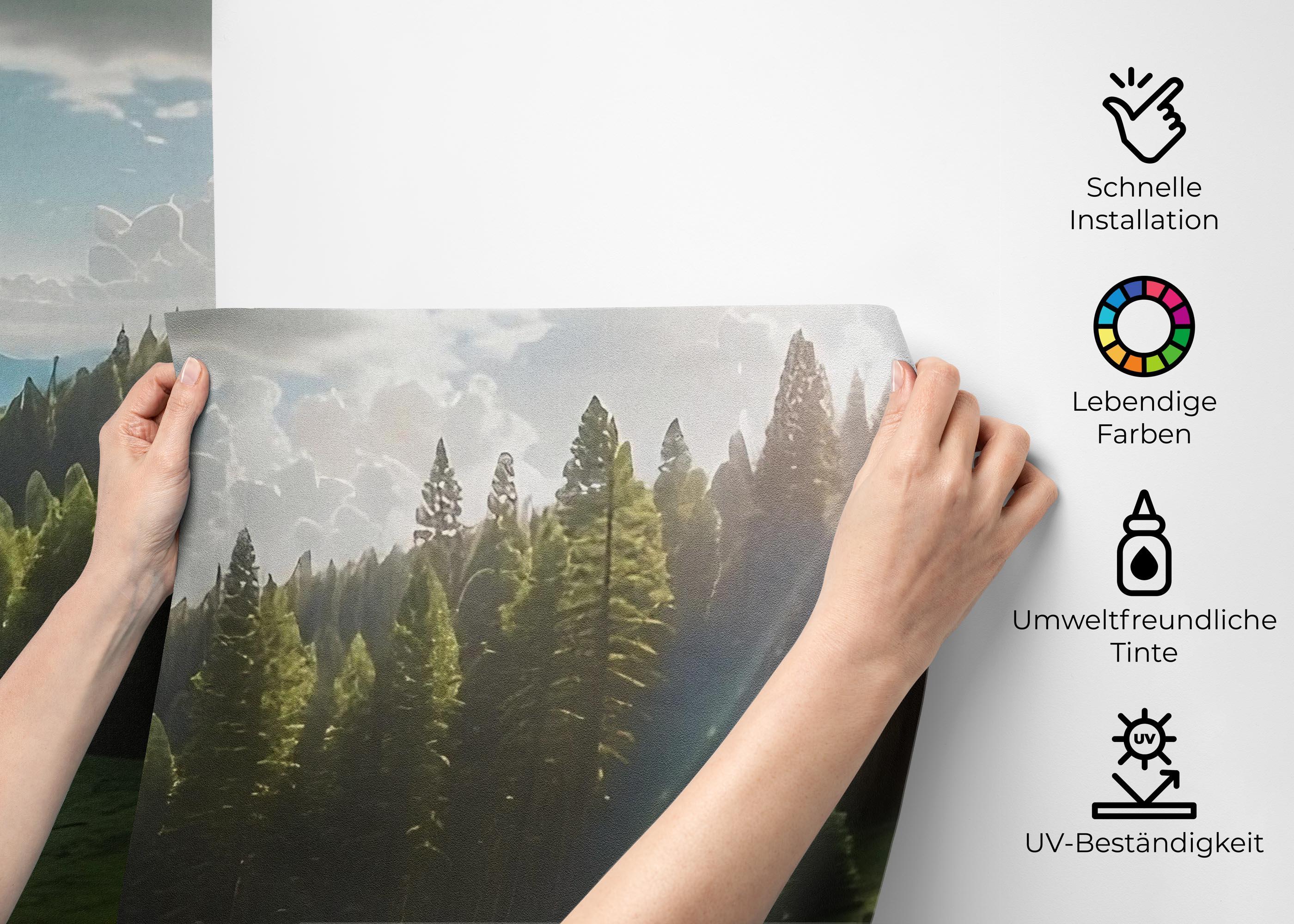 Fototapete Mountain Forest Art mockup 2