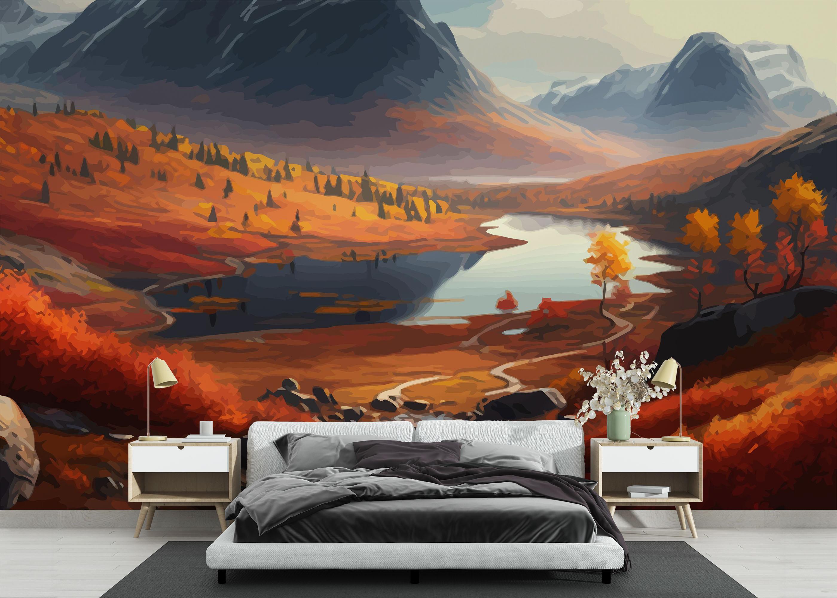 Fototapete Autumn Mountain mockup 3