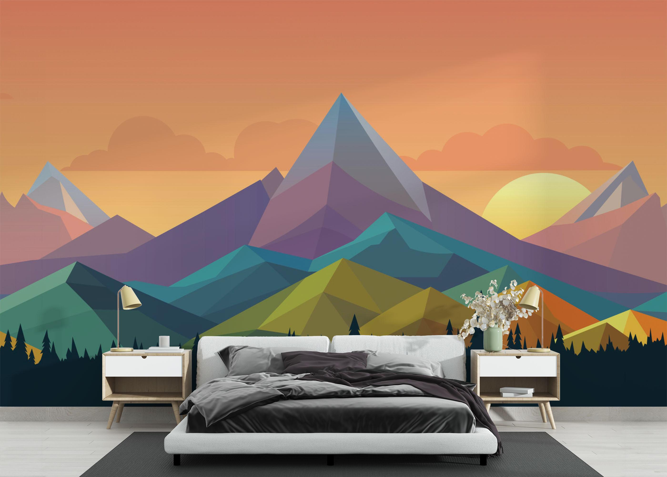 Fototapete Color Mix Mountain mockup 3