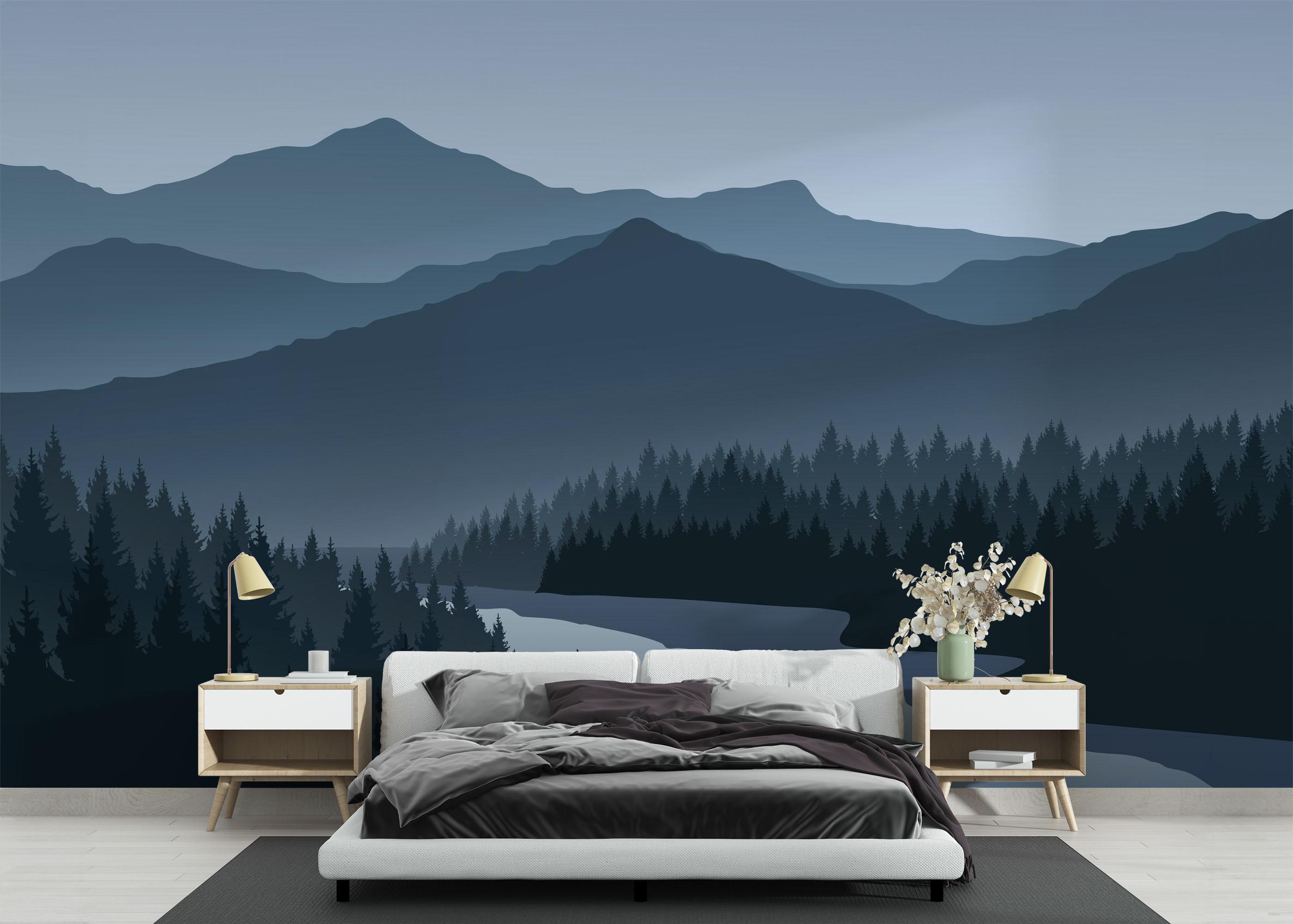 Fototapete Dark Tree Mountain mockup 3