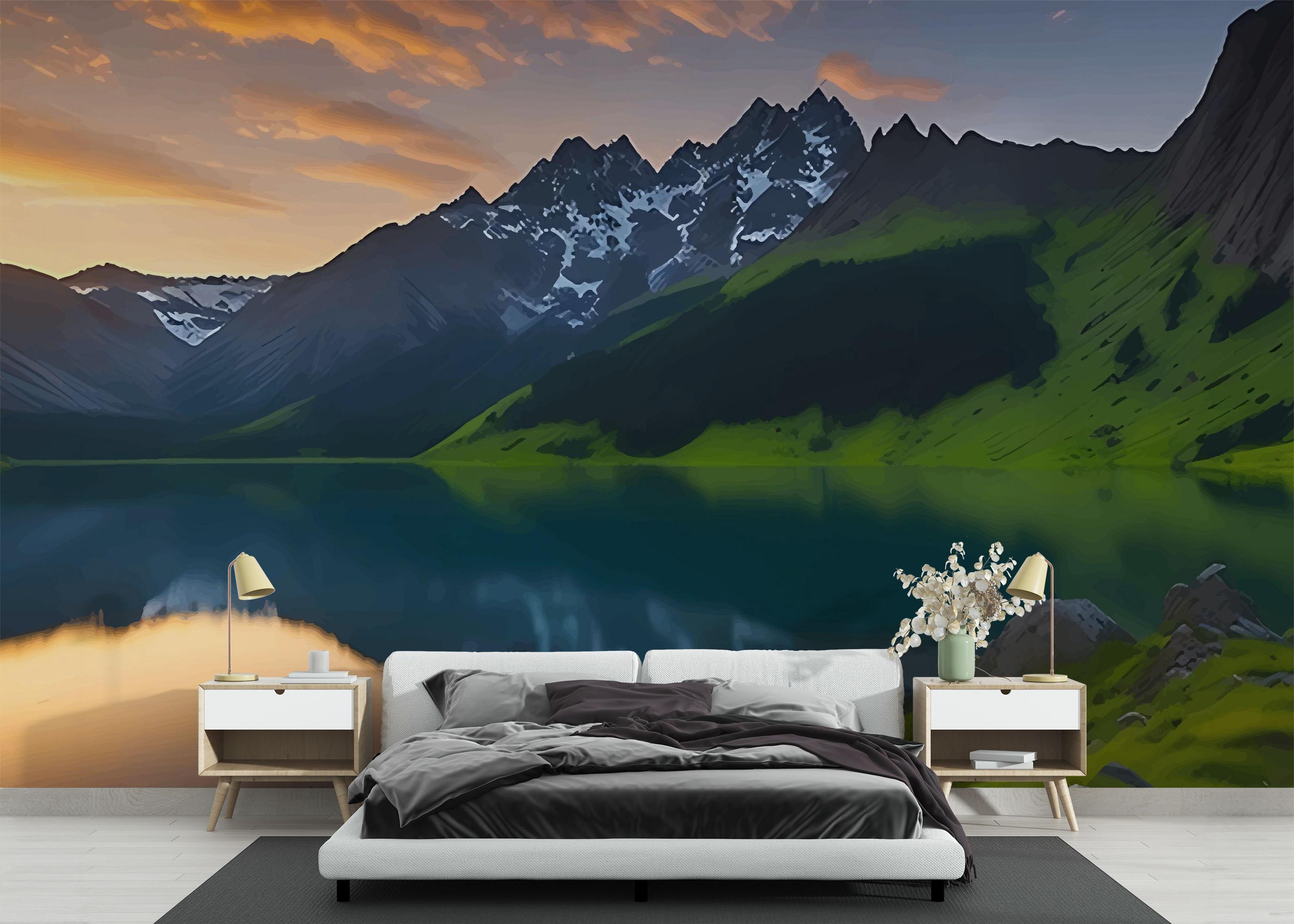 Fototapete Grass Mountain mockup 3