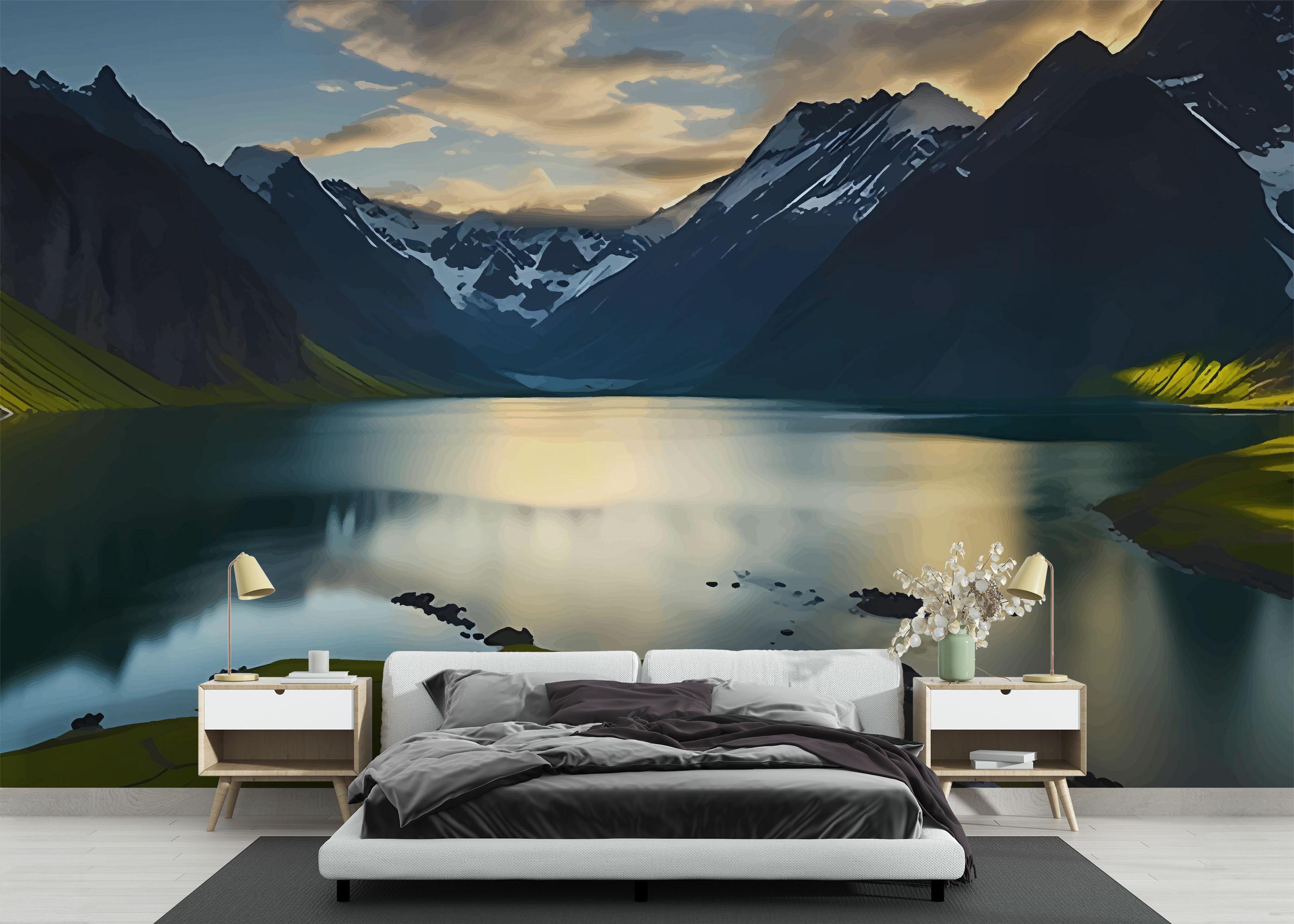 Fototapete Mountain Big Lake mockup 3