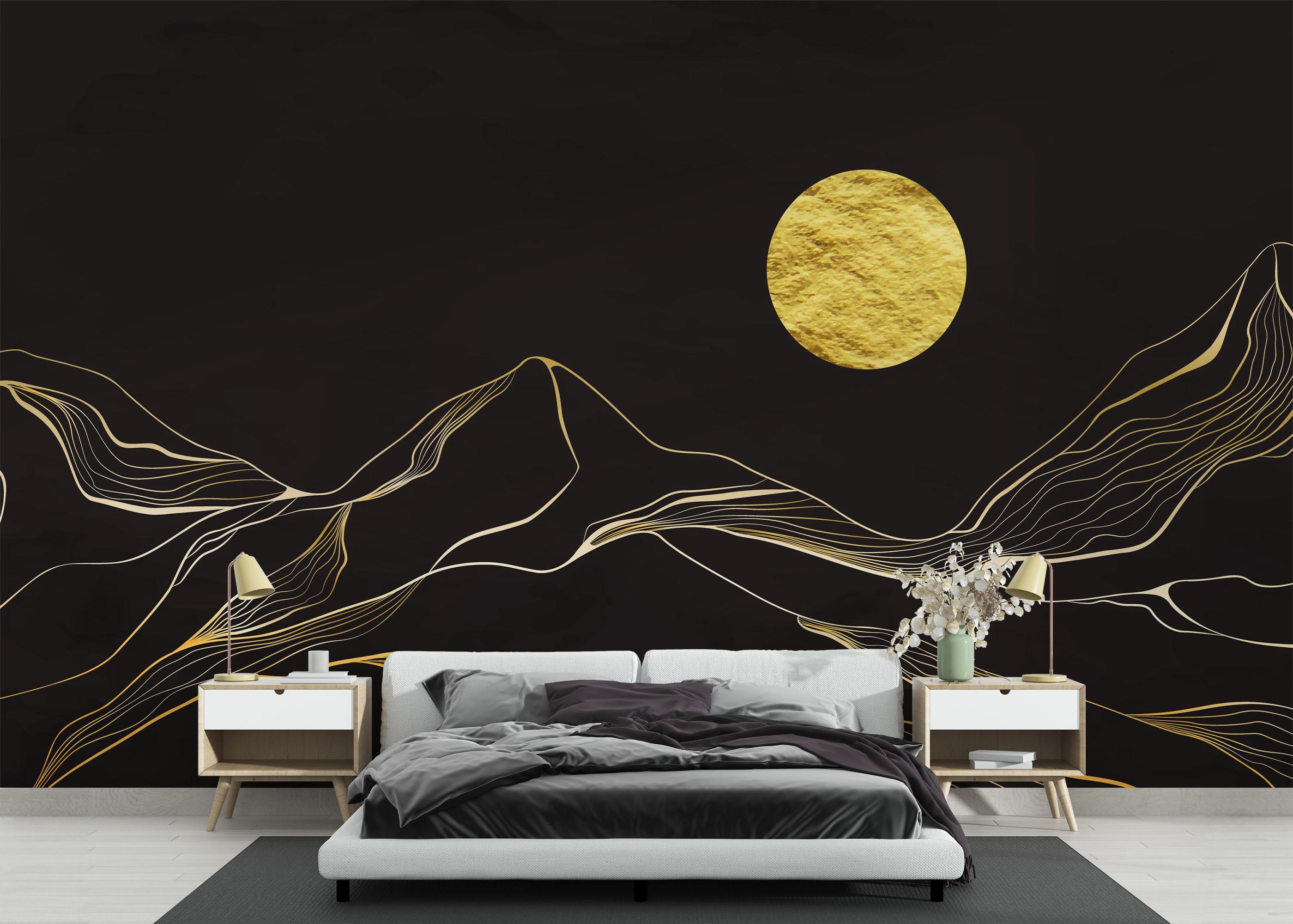 Fototapete Mountain Golden Moon mockup 3