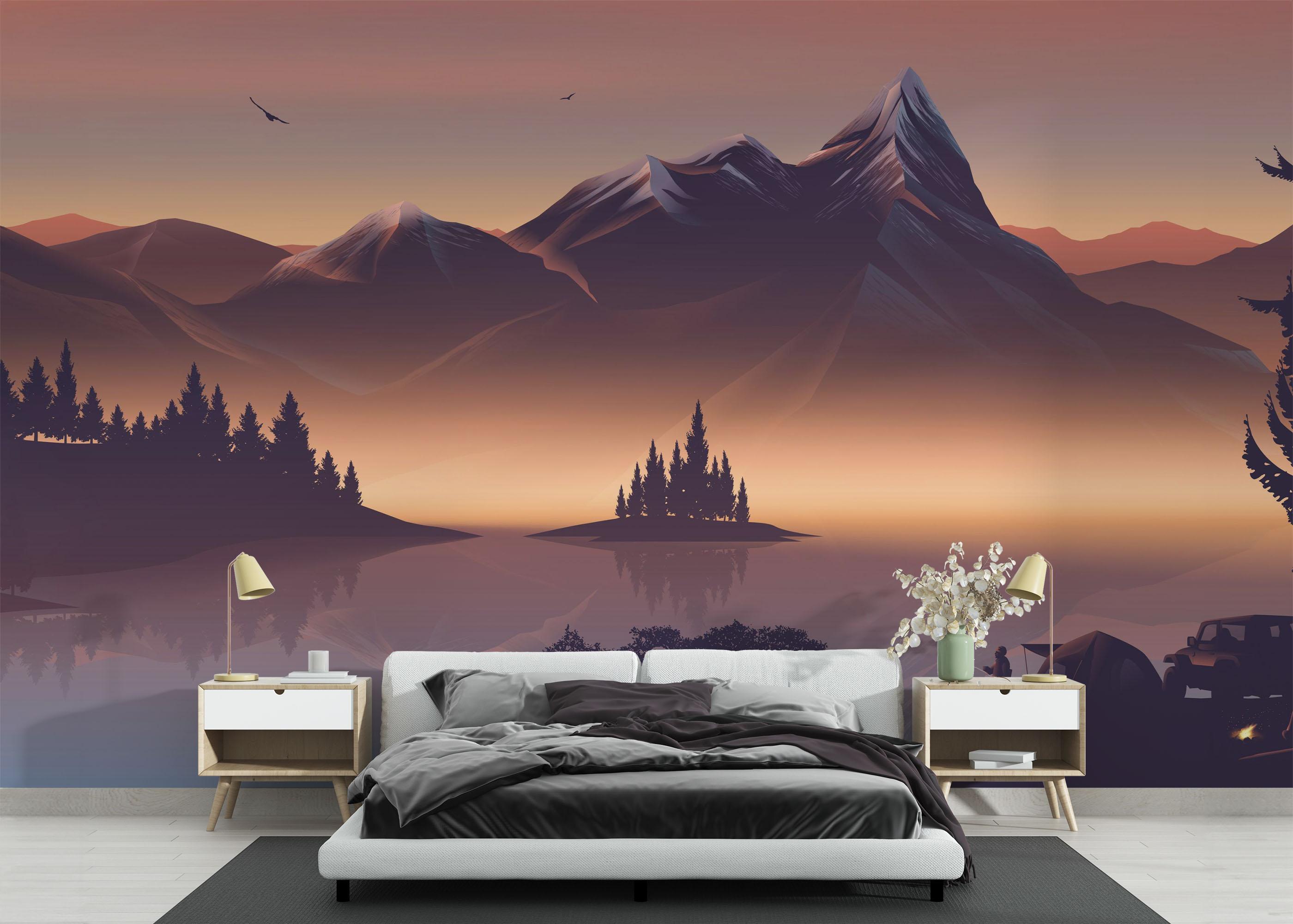 Fototapete Mountain Lake Trip mockup 3