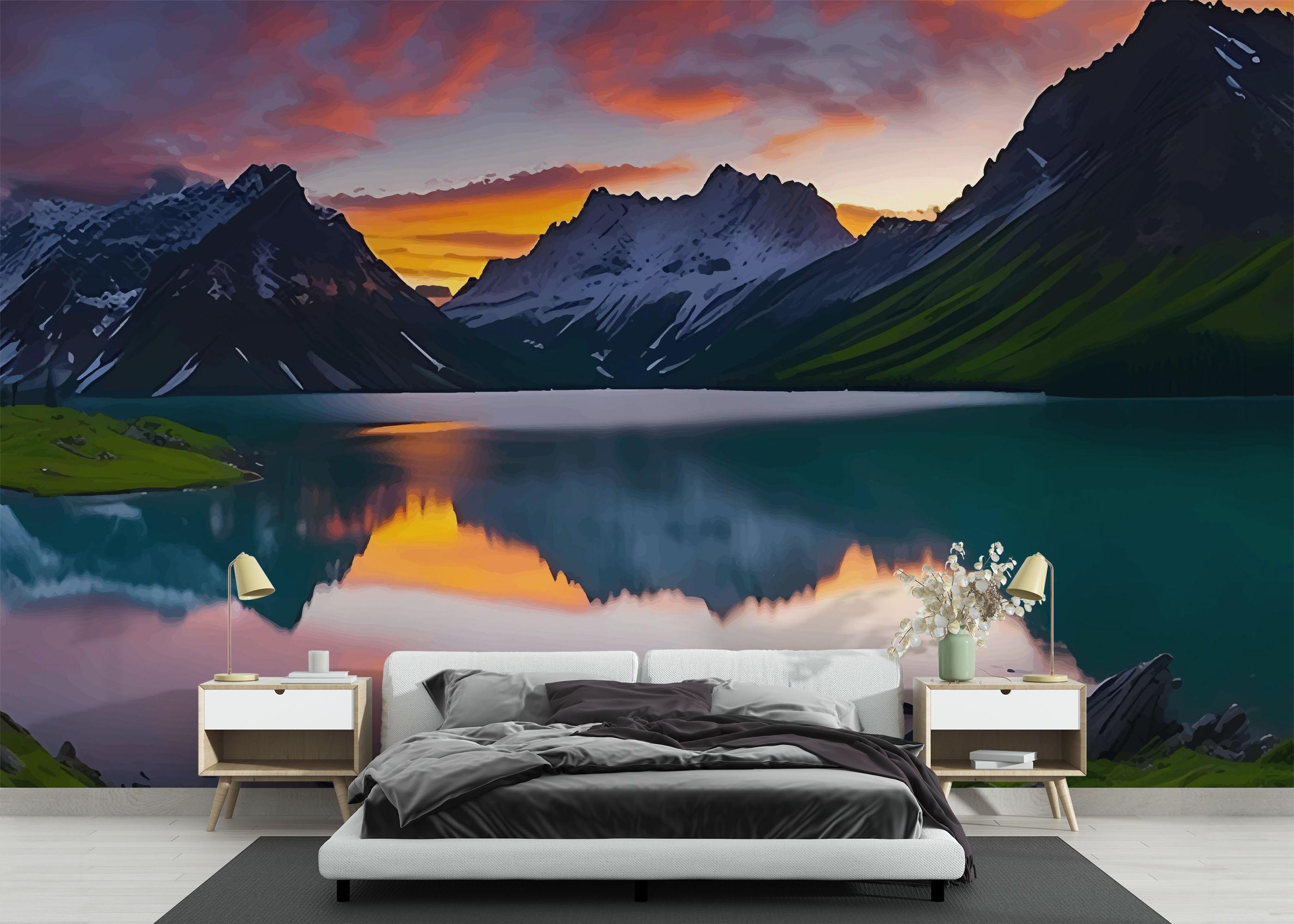 Fototapete Mountain Pink Sky mockup 3