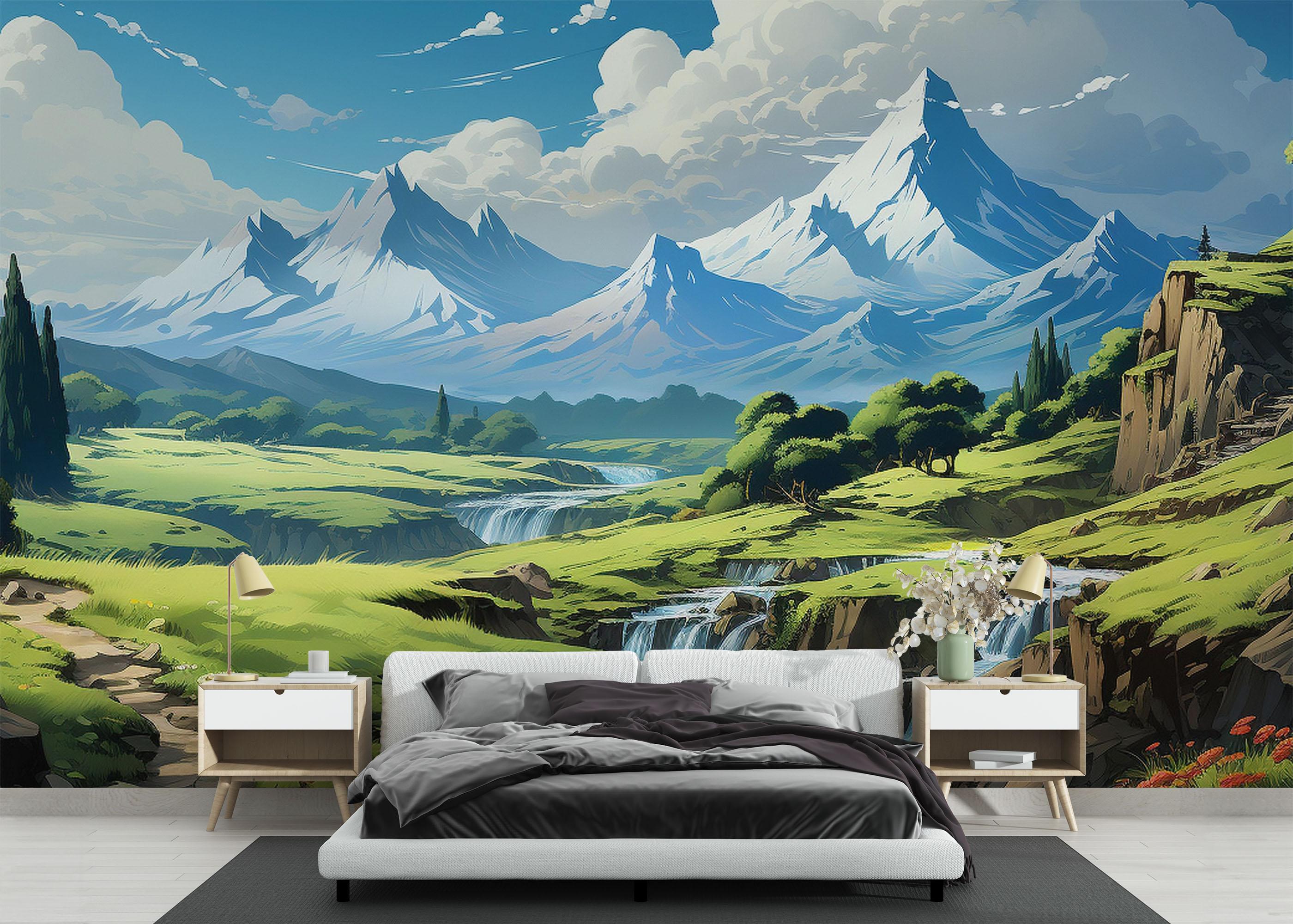 Fototapete Snow Mountain Art mockup 3
