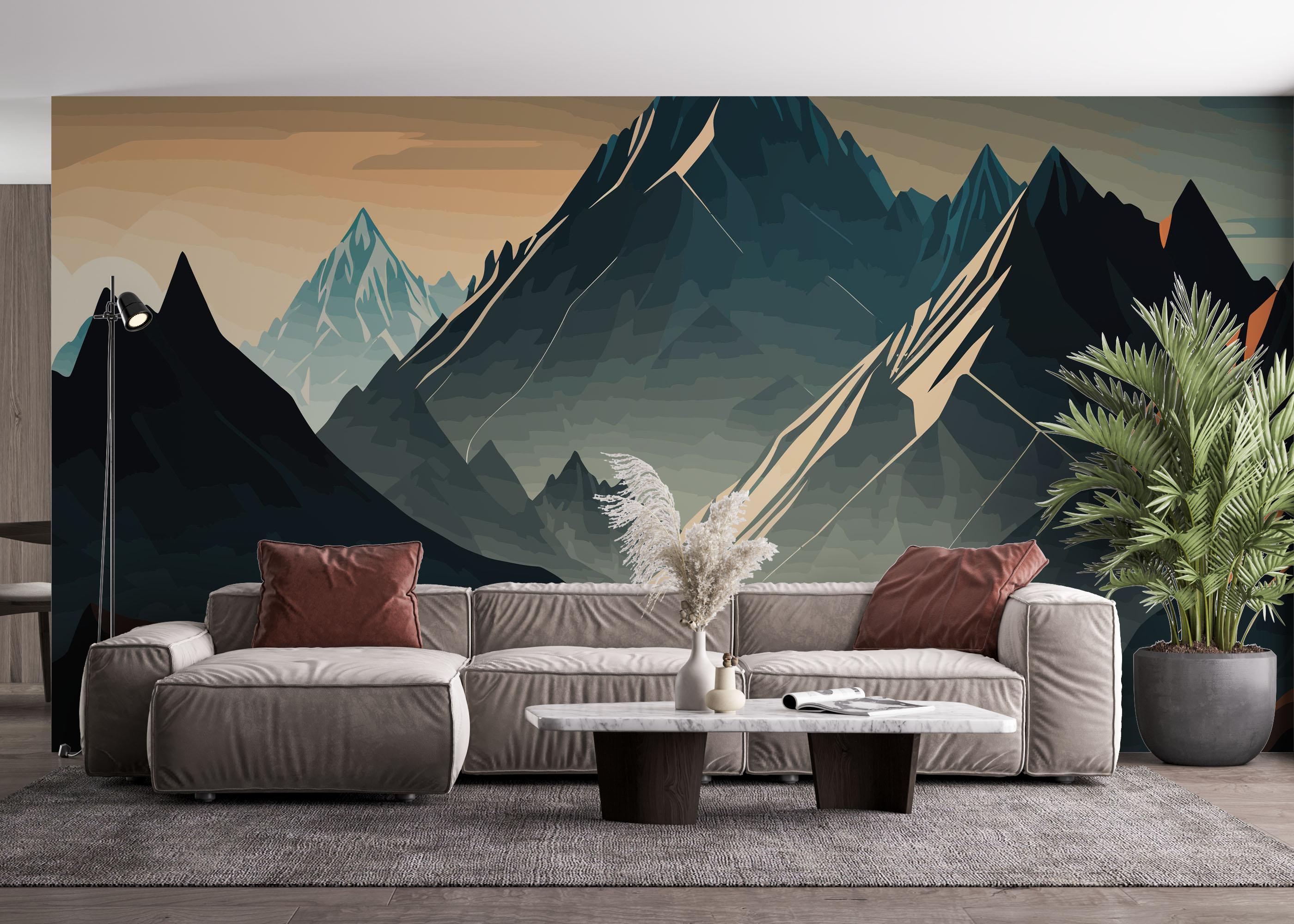 Fototapete Blue Ice Mountain mockup 4