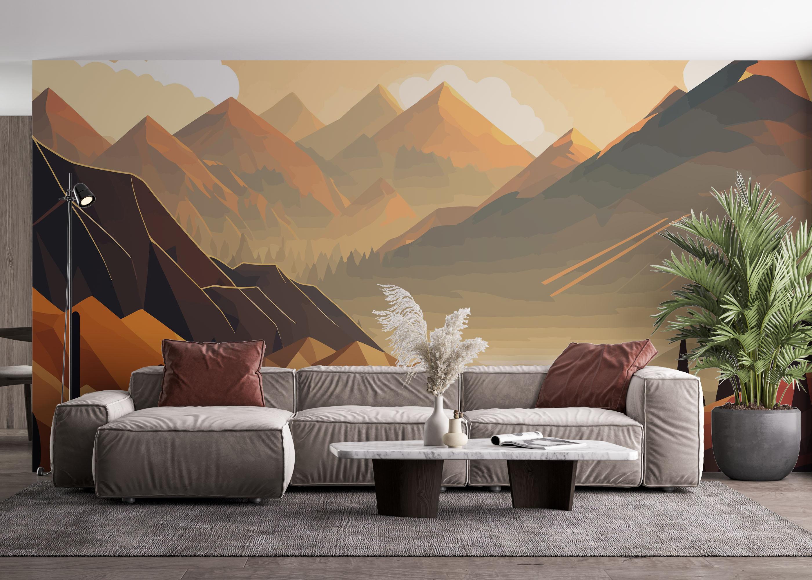 Fototapete Cream Mountain mockup 4