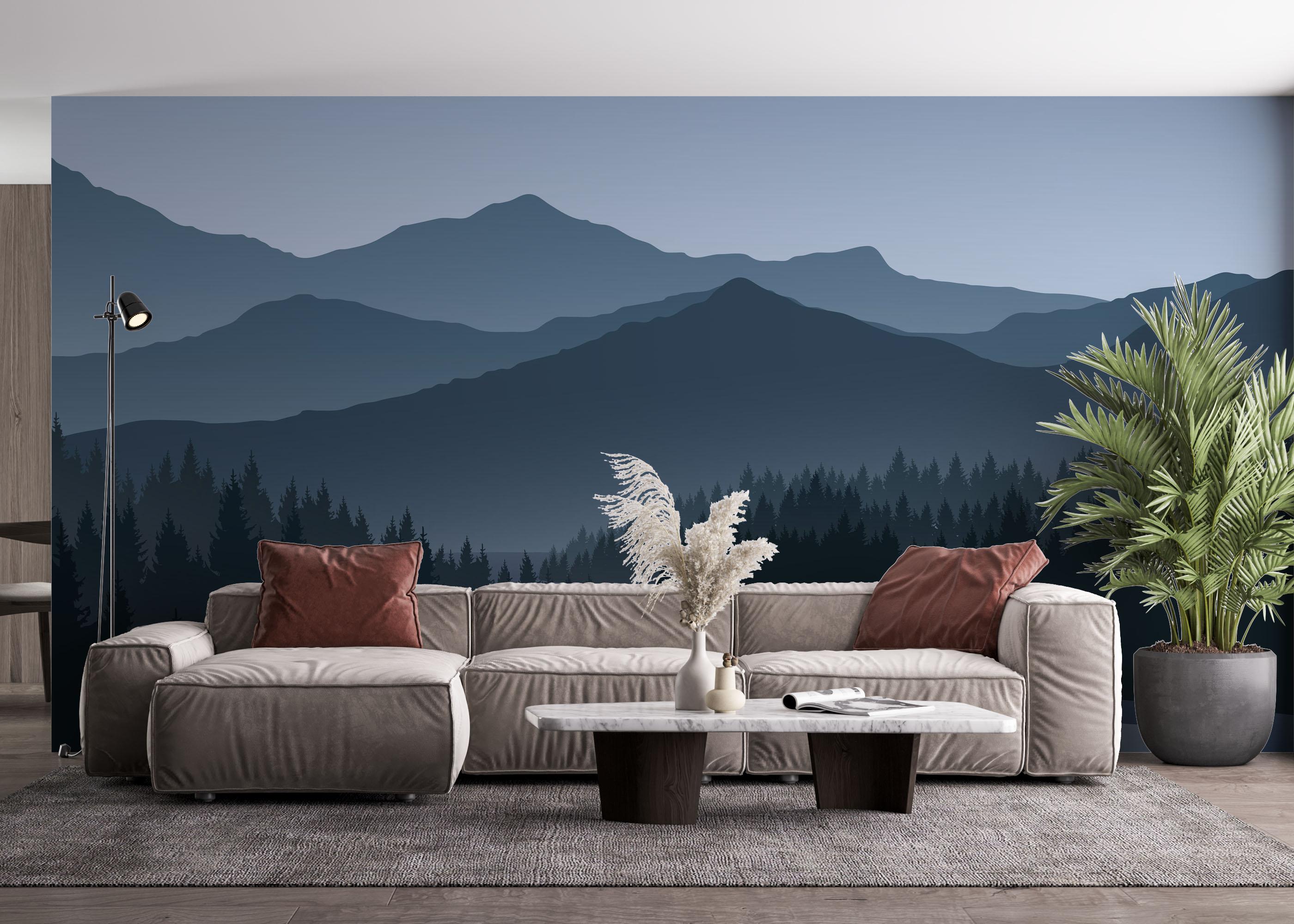 Fototapete Dark Tree Mountain mockup 4