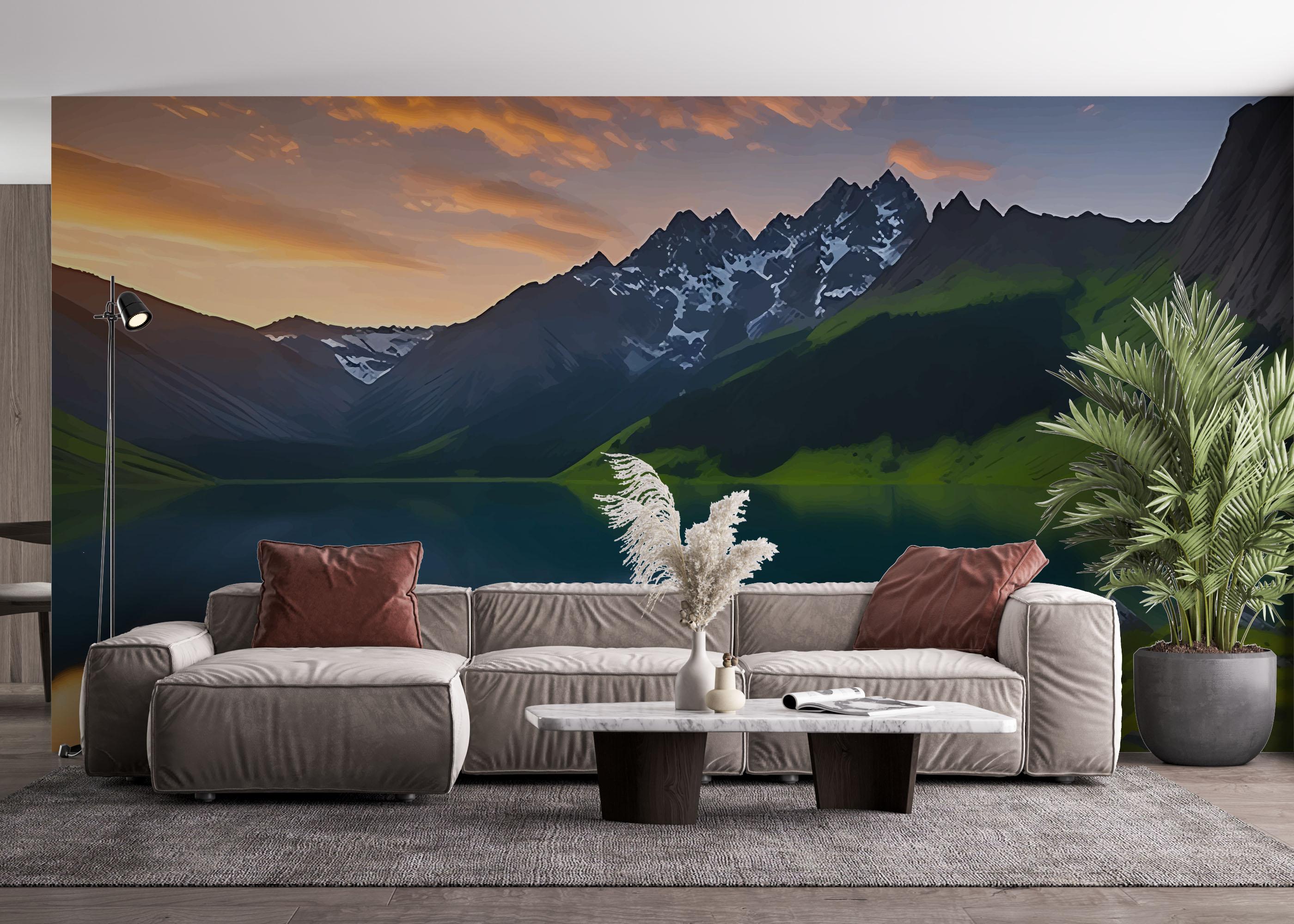 Fototapete Grass Mountain mockup 4