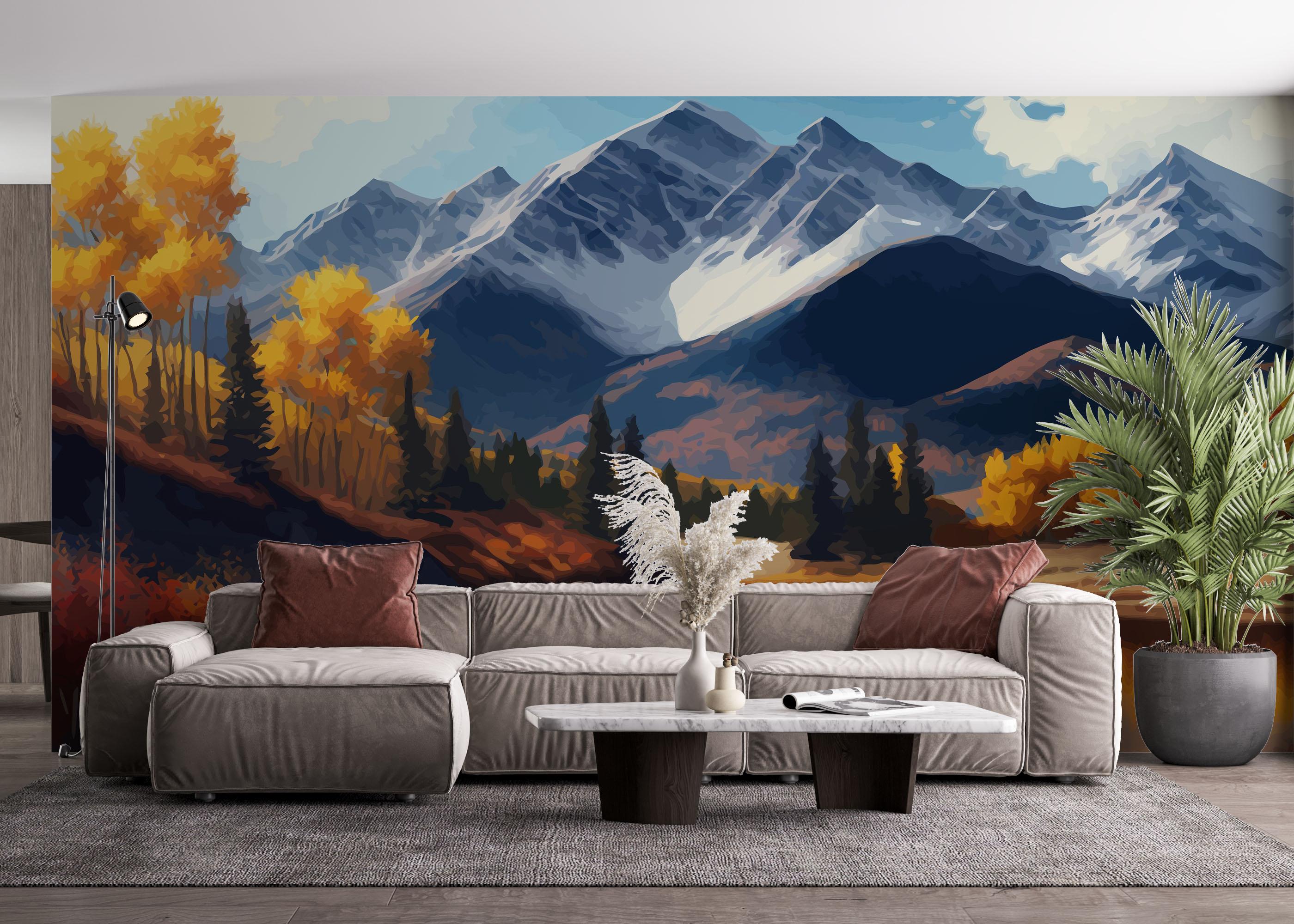 Fototapete Mountain Autumn Tree mockup 4