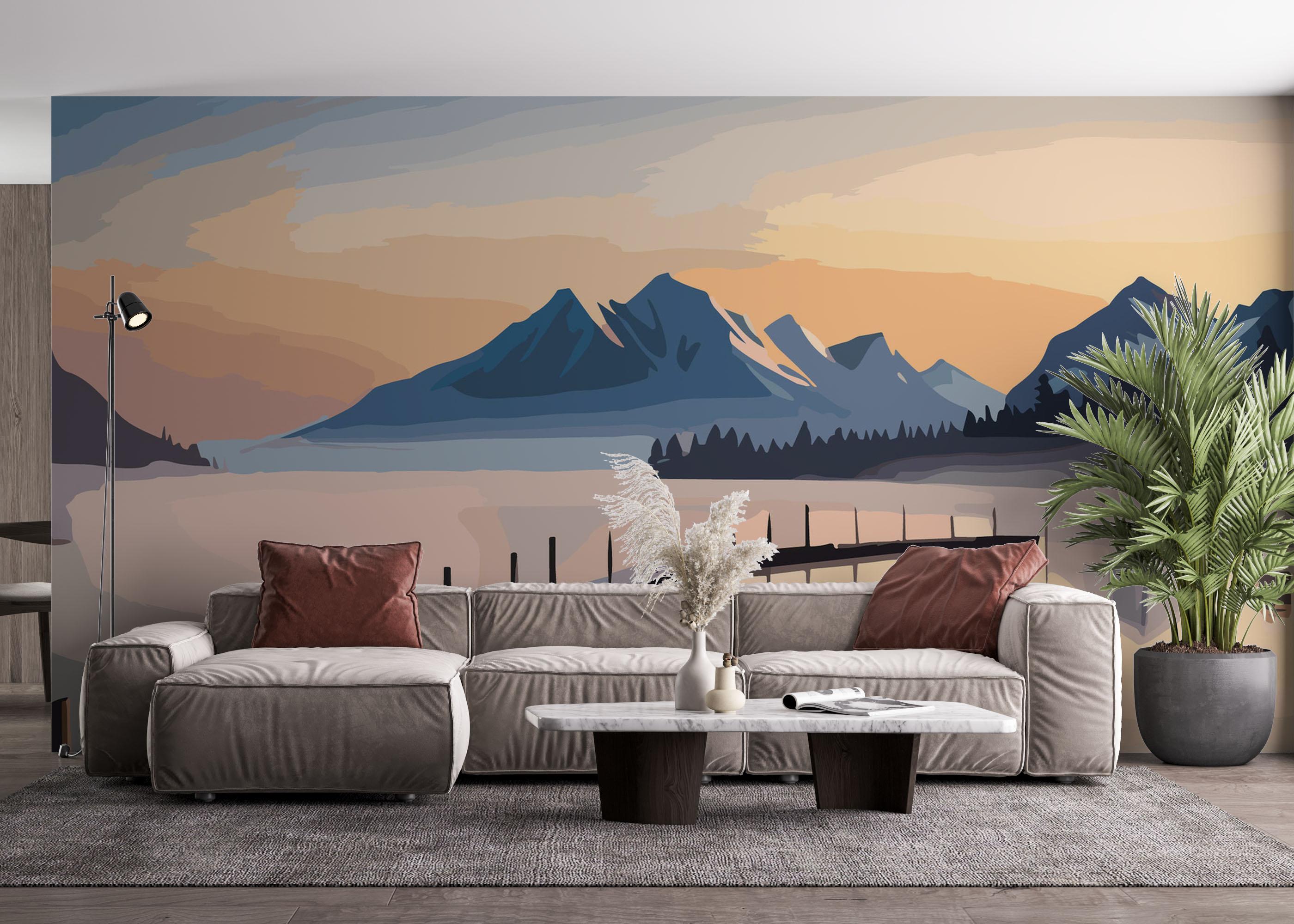 Fototapete Mountain Bridge Art mockup 4