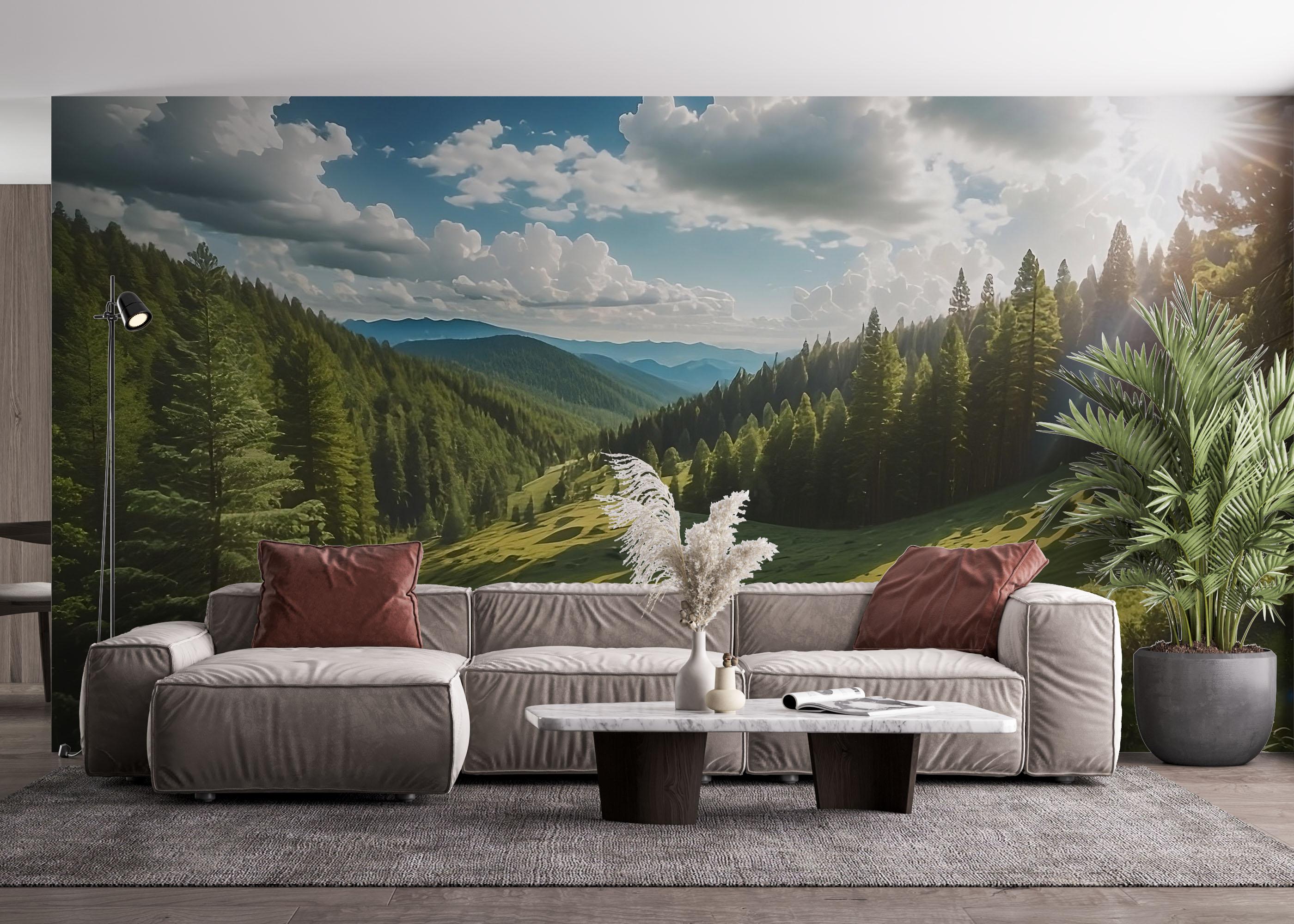 Fototapete Mountain Forest Art mockup 4