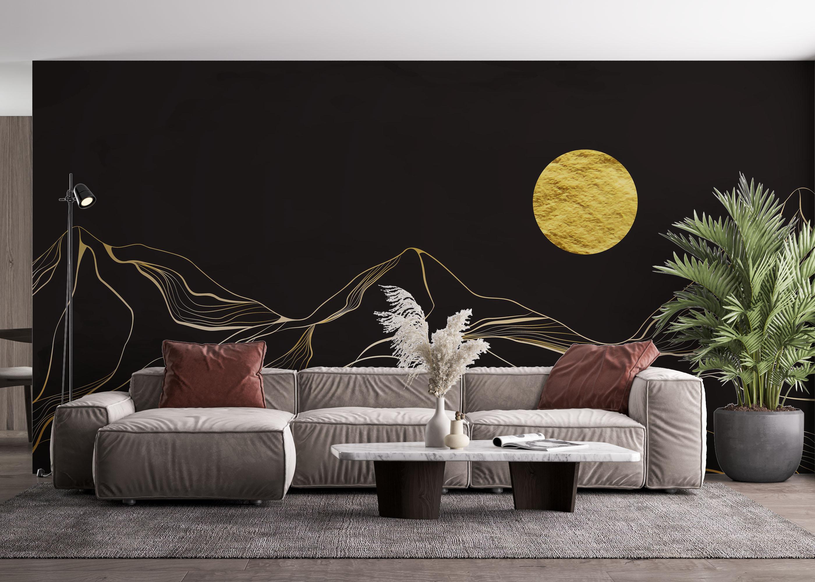 Fototapete Mountain Golden Moon mockup 4