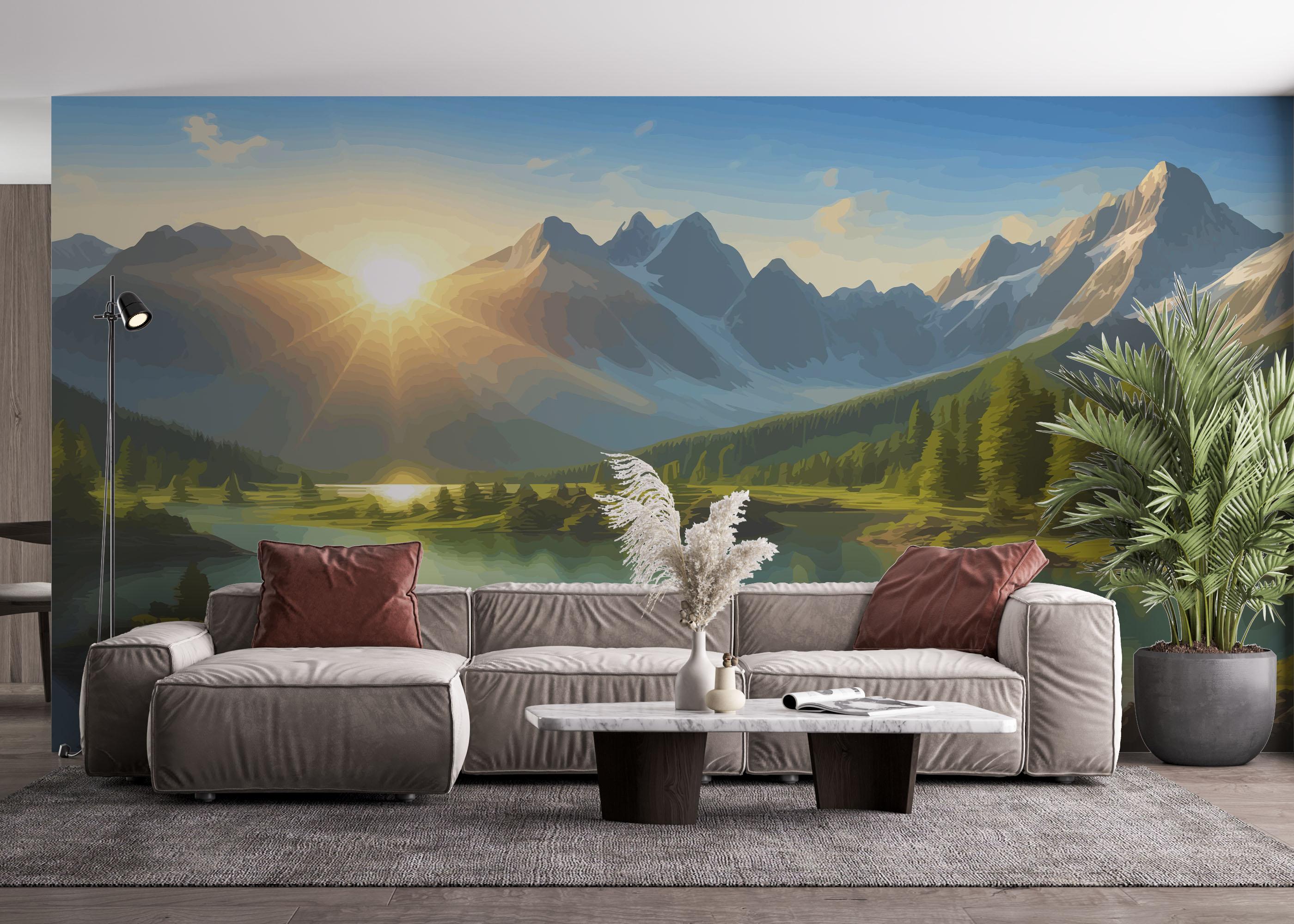 Fototapete Mountain Lake View mockup 4
