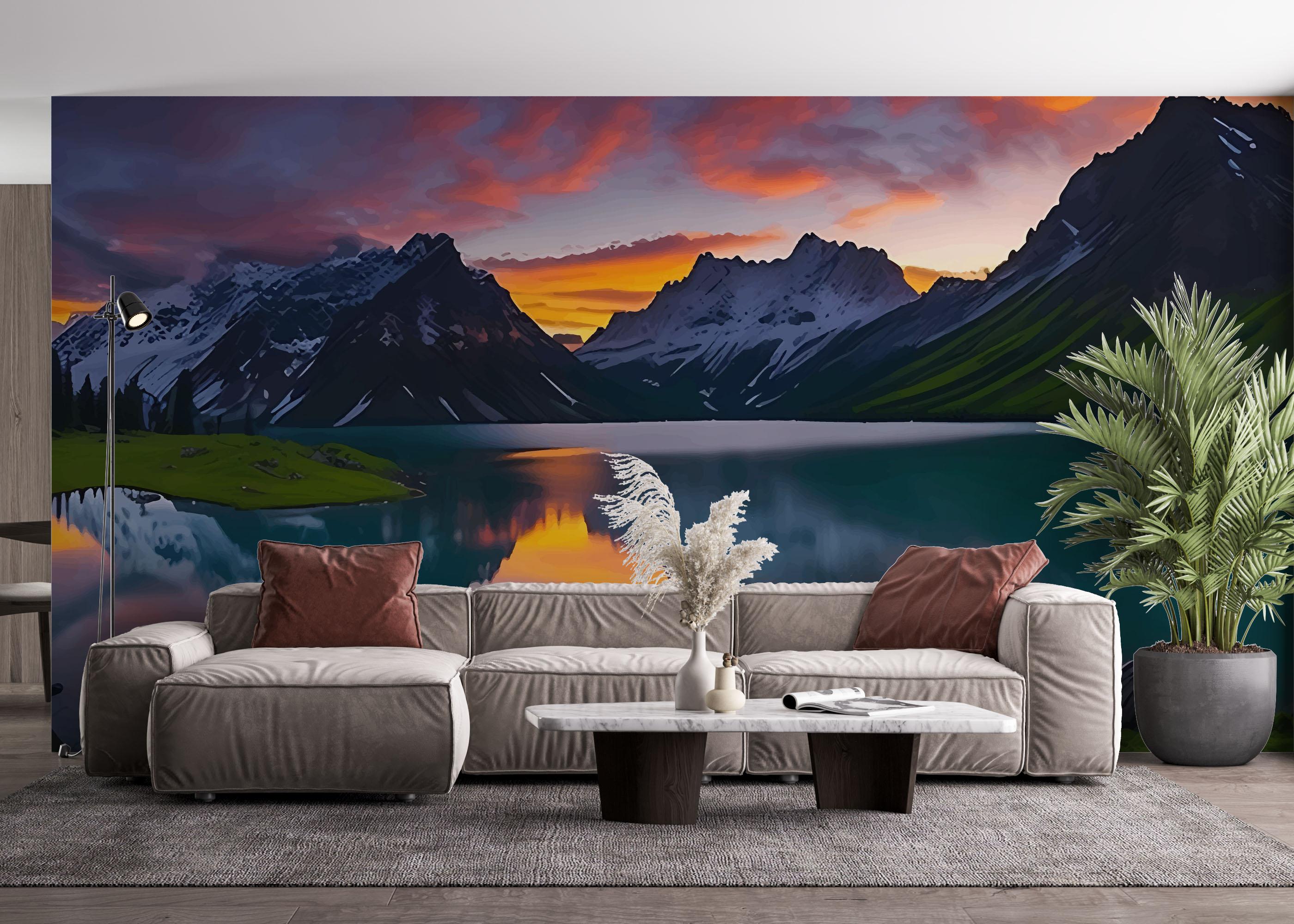 Fototapete Mountain Pink Sky mockup 4