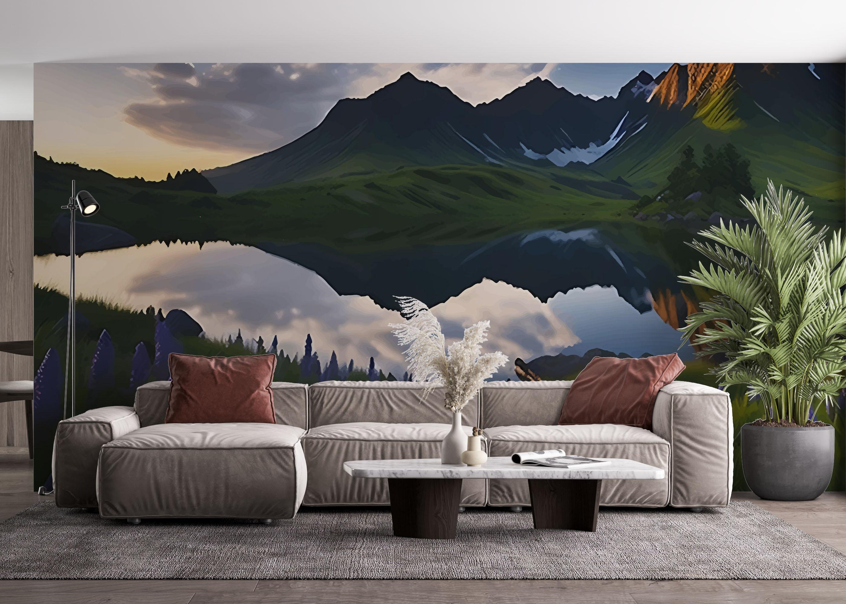 Fototapete Mountain Purple Plant mockup 4