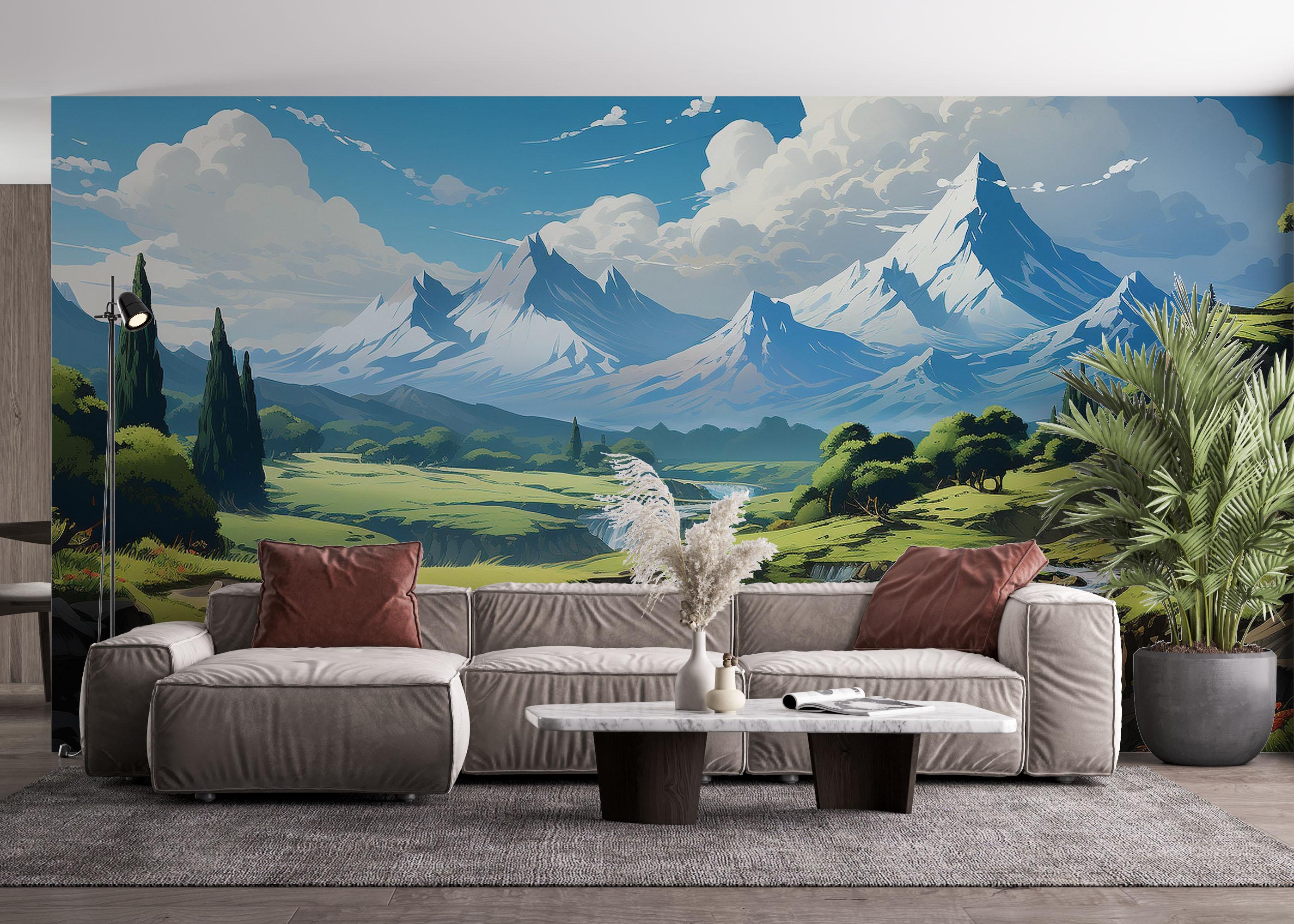 Fototapete Snow Mountain Art mockup 4