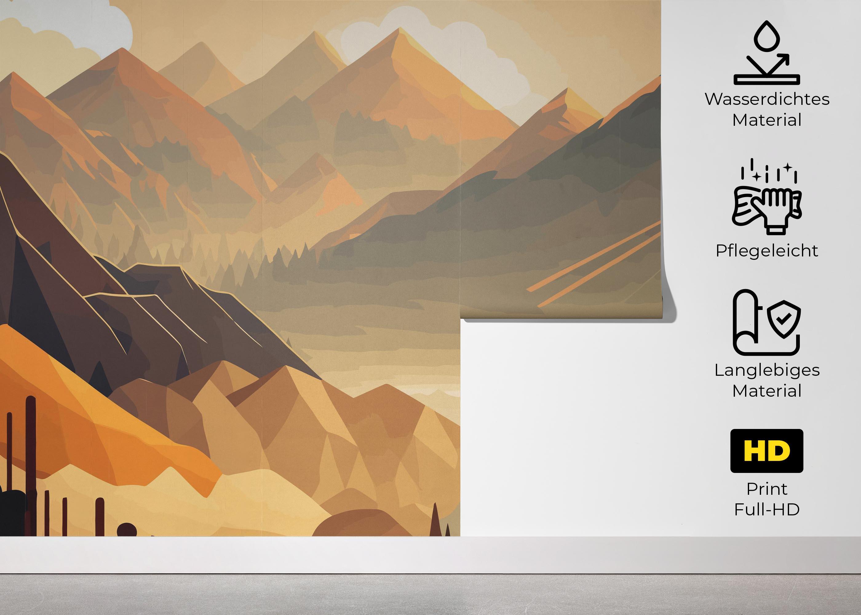 Fototapete Cream Mountain mockup 5