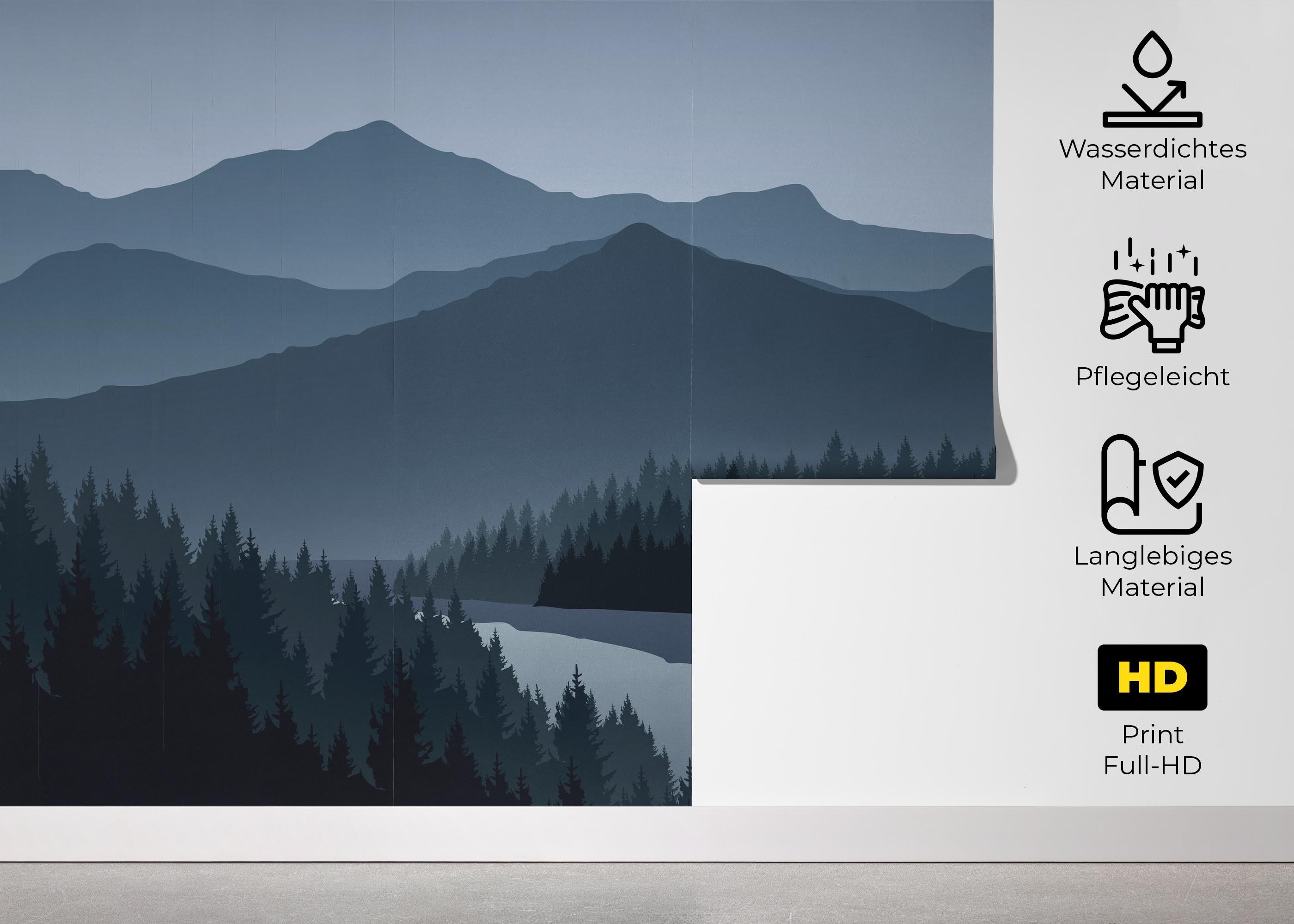 Fototapete Dark Tree Mountain mockup 5