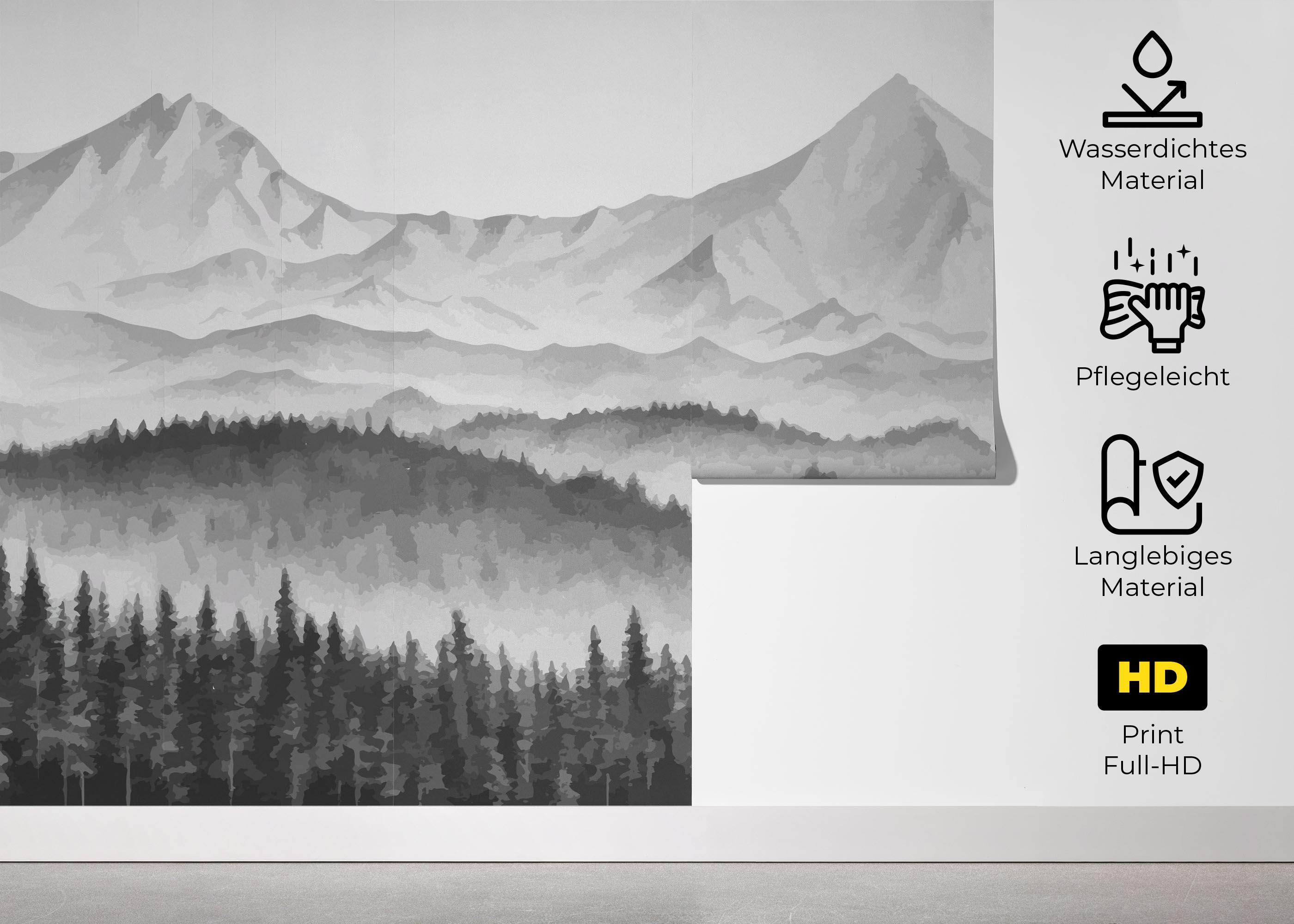 Fototapete Grey Tree Mountain mockup 5