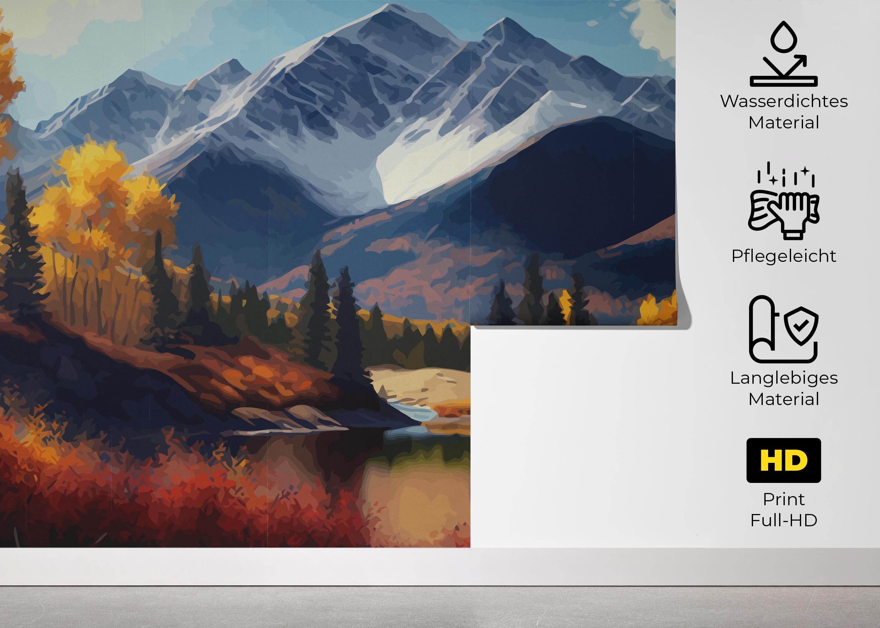 Fototapete Mountain Autumn Tree mockup 5