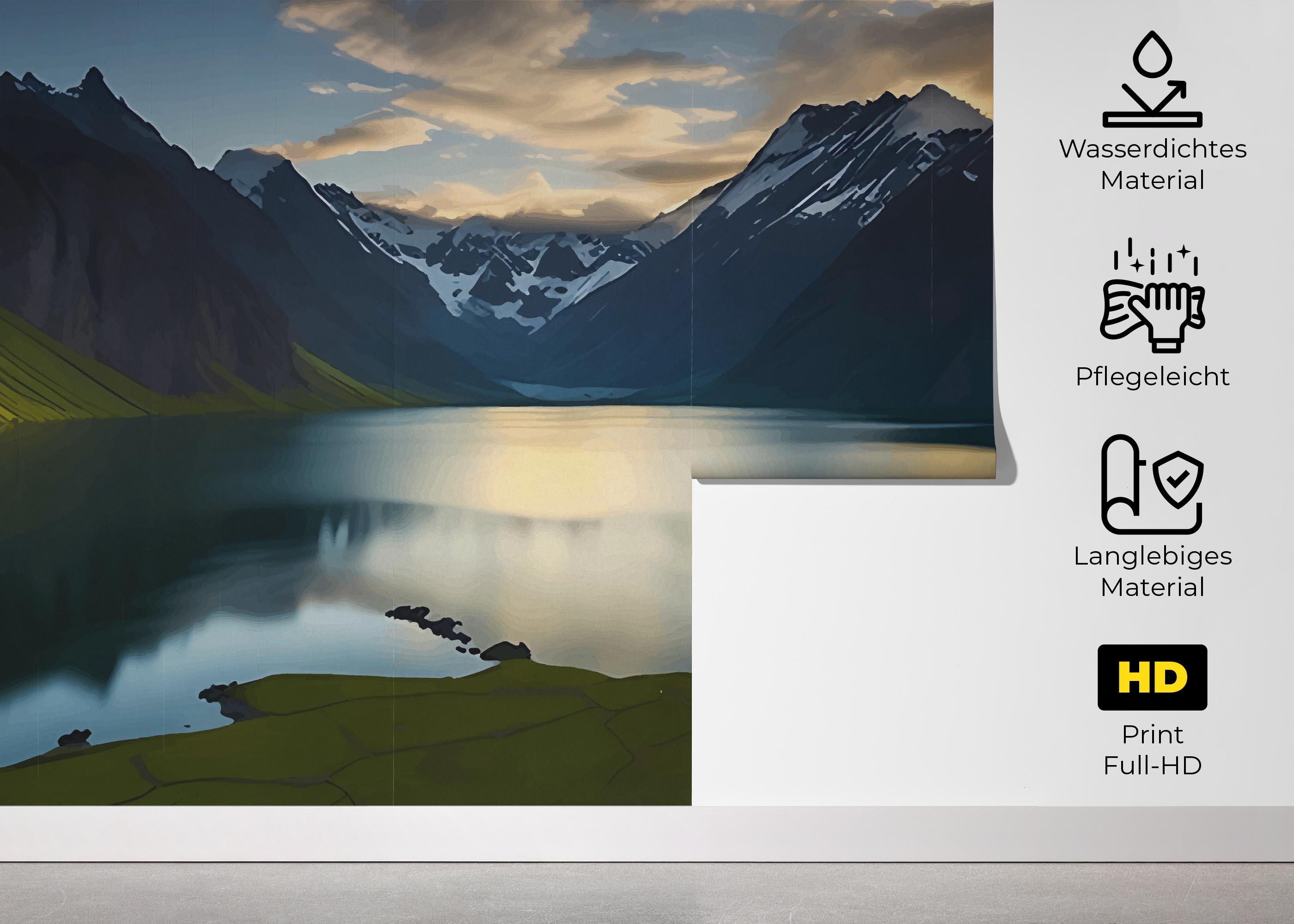 Fototapete Mountain Big Lake mockup 5