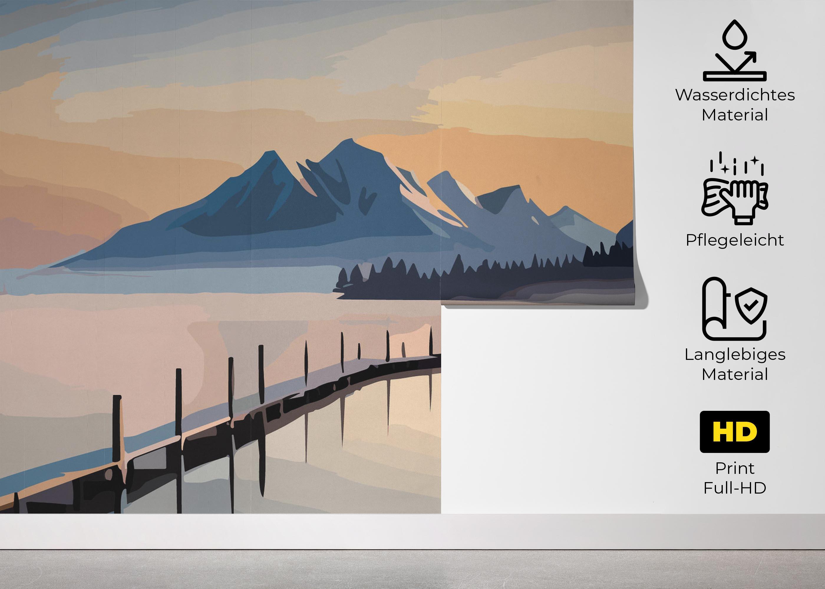 Fototapete Mountain Bridge Art mockup 5