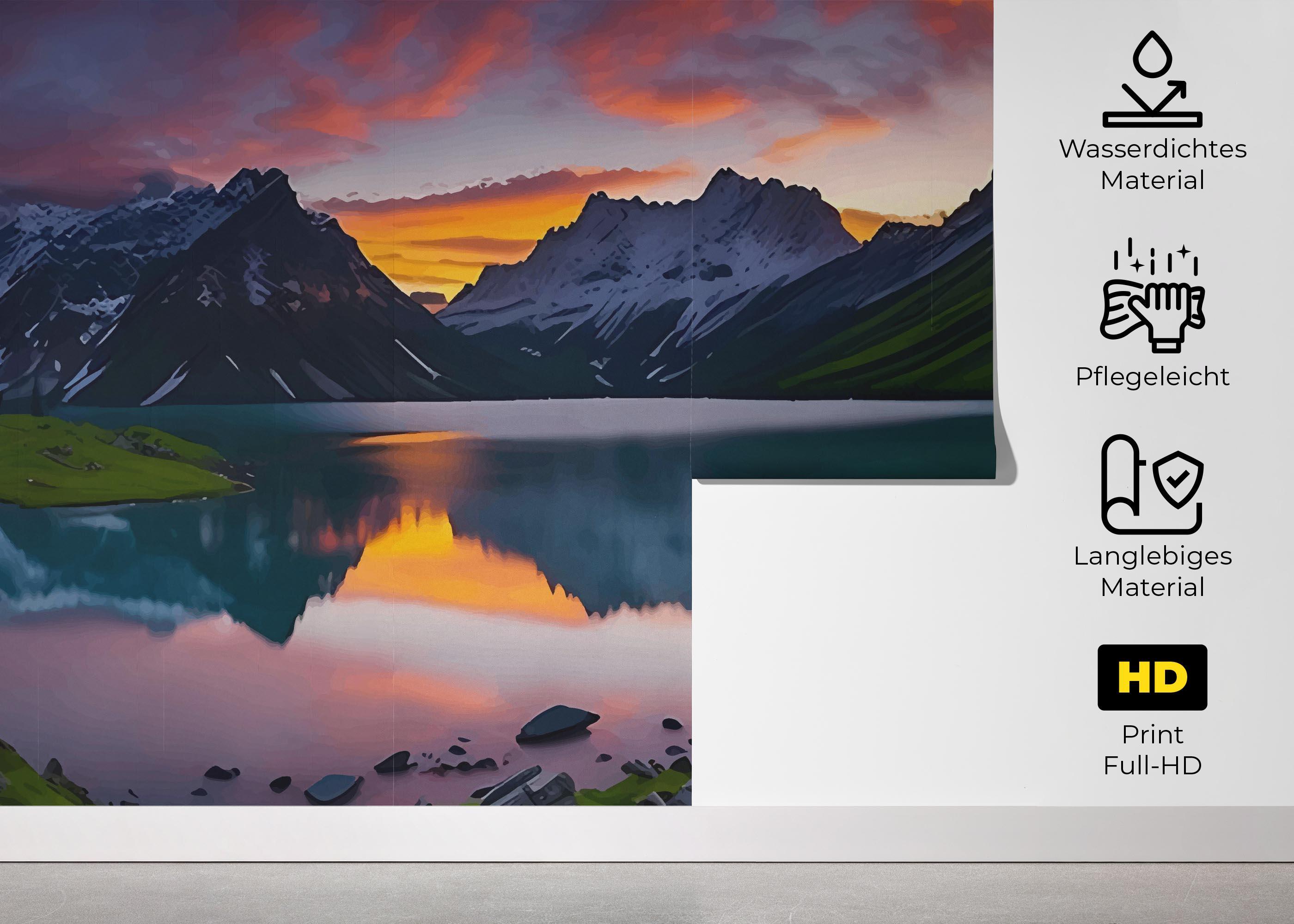 Fototapete Mountain Pink Sky mockup 5